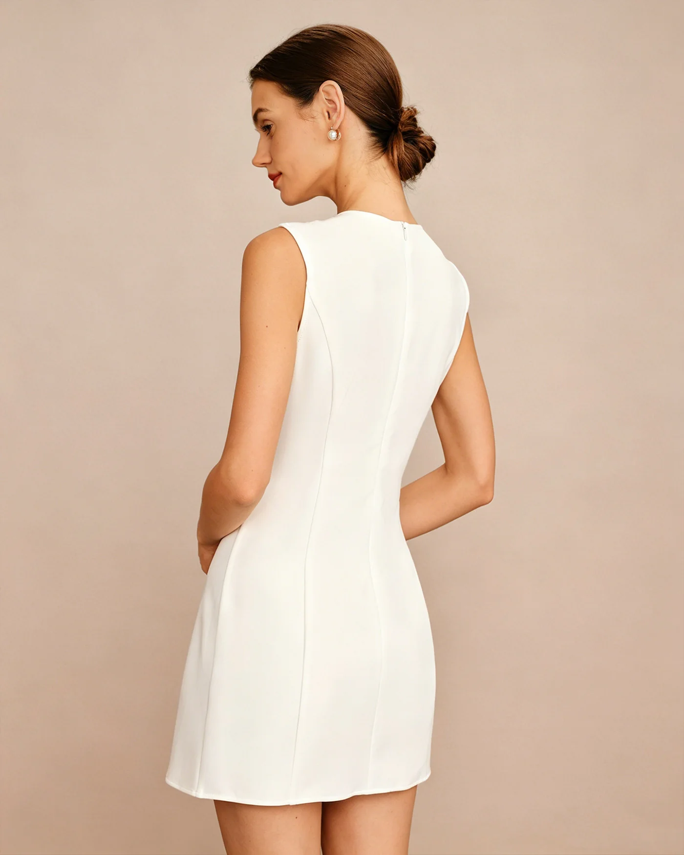 White Button Tunic Mini Dress - Image 5