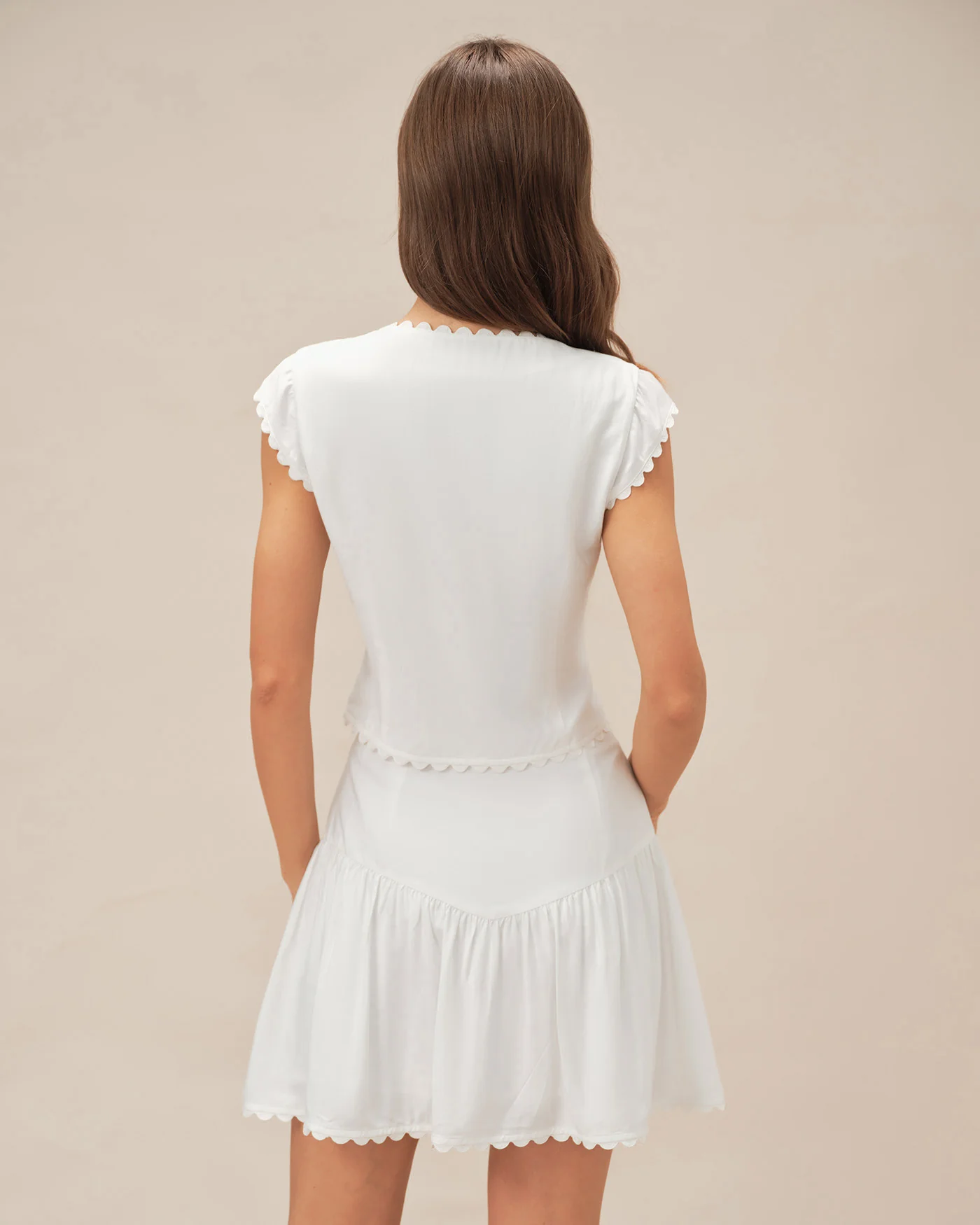 White Cap Sleeve Button Blouse - Image 4