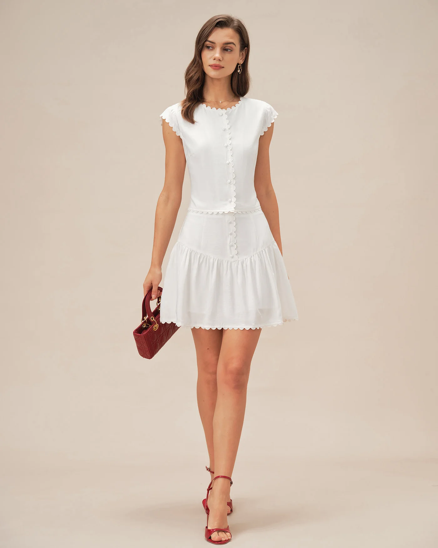 White Cap Sleeve Button Blouse - Image 6
