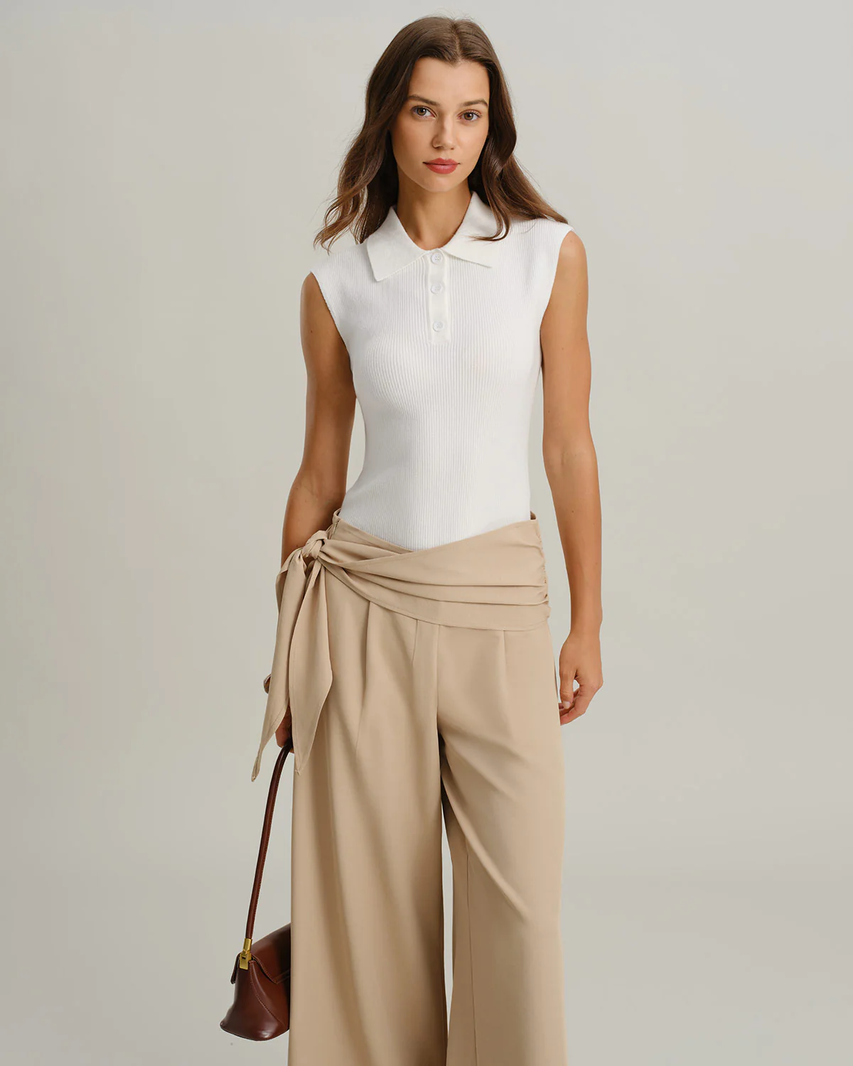 White Cap Sleeve Ribbed Knit Tee - Image 4