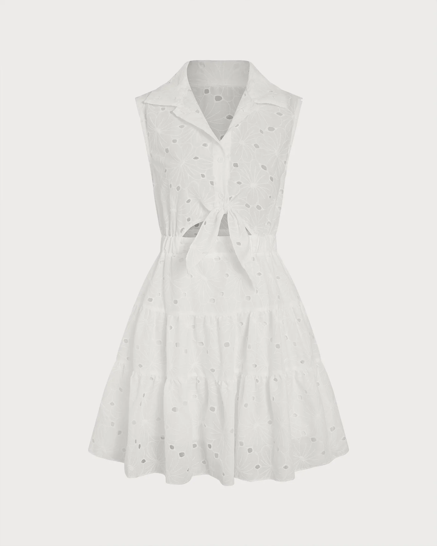 White Collar Cut Out Mini Dress - Image 6
