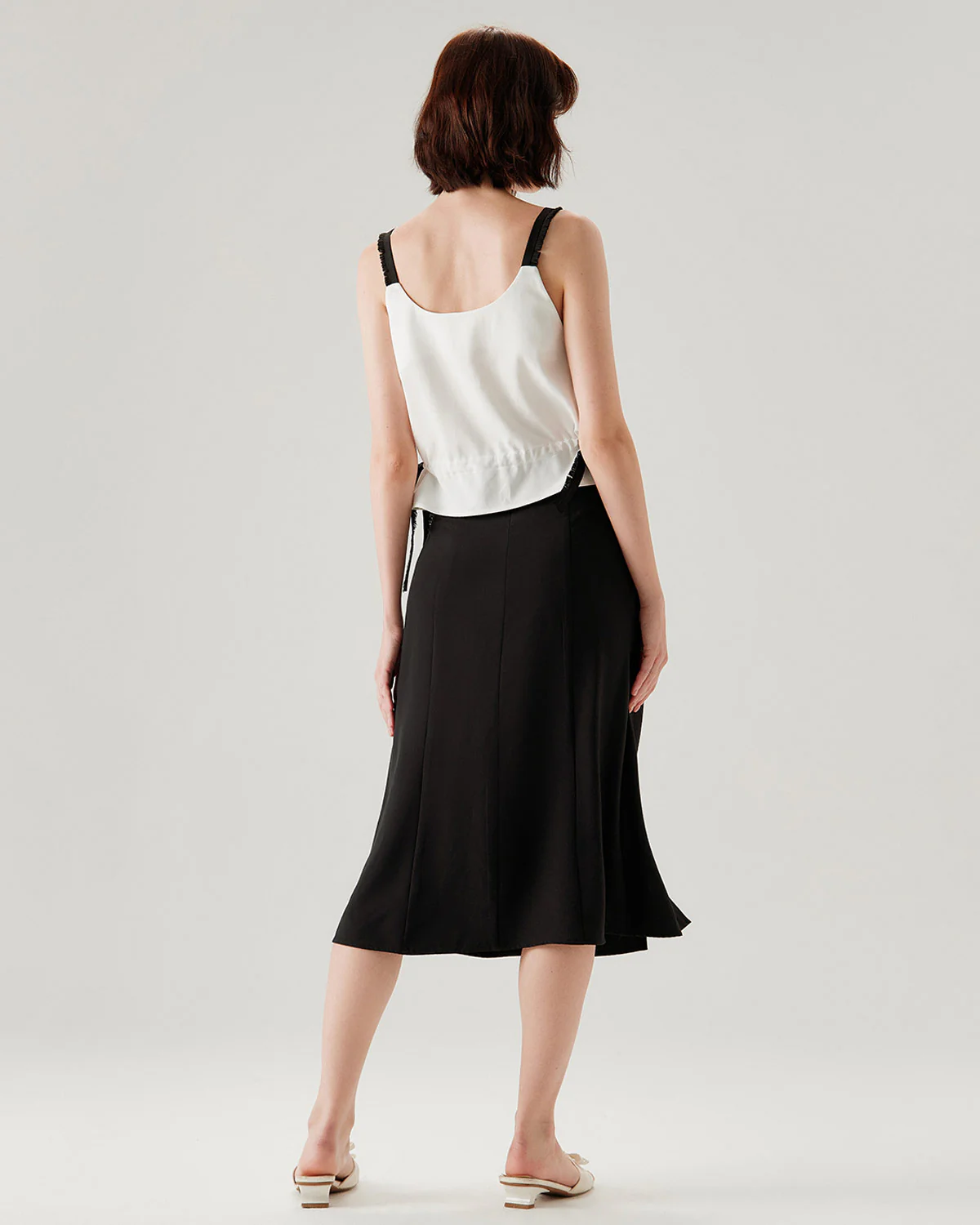 White Contrast Square Neck Tank Top - Image 5