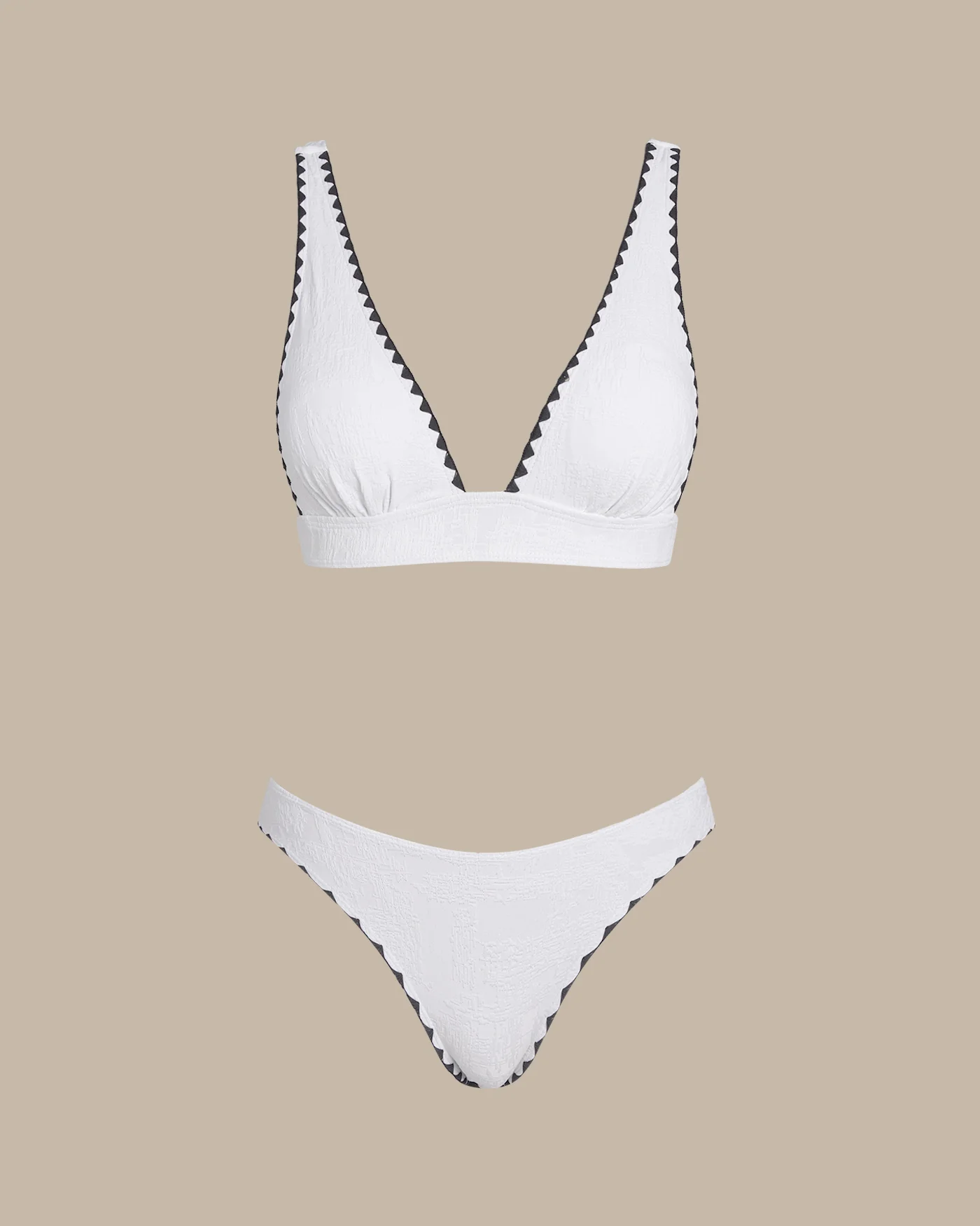 White Contrast X Cross Triangle Bikini Set - Image 2