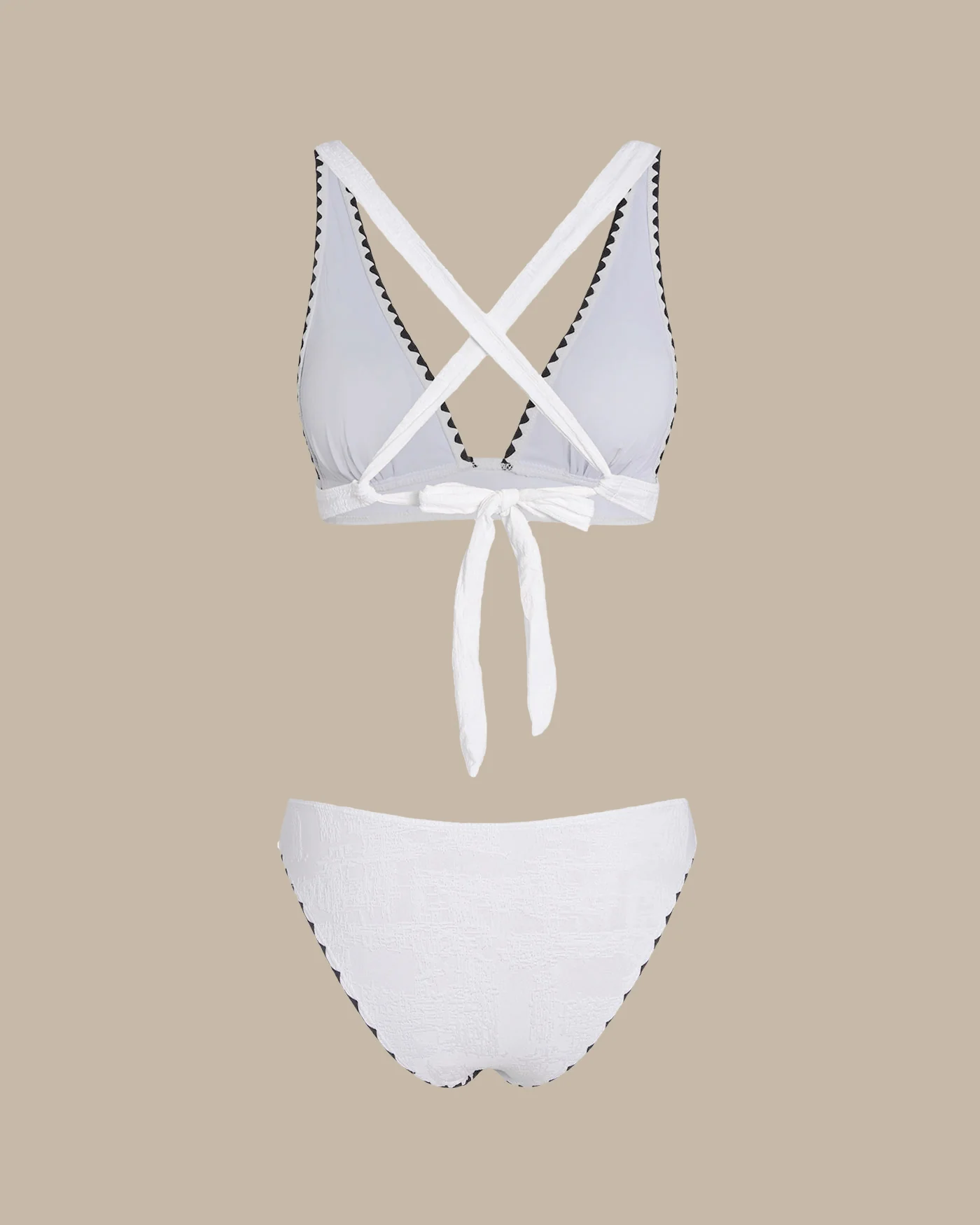 White Contrast X Cross Triangle Bikini Set - Image 6