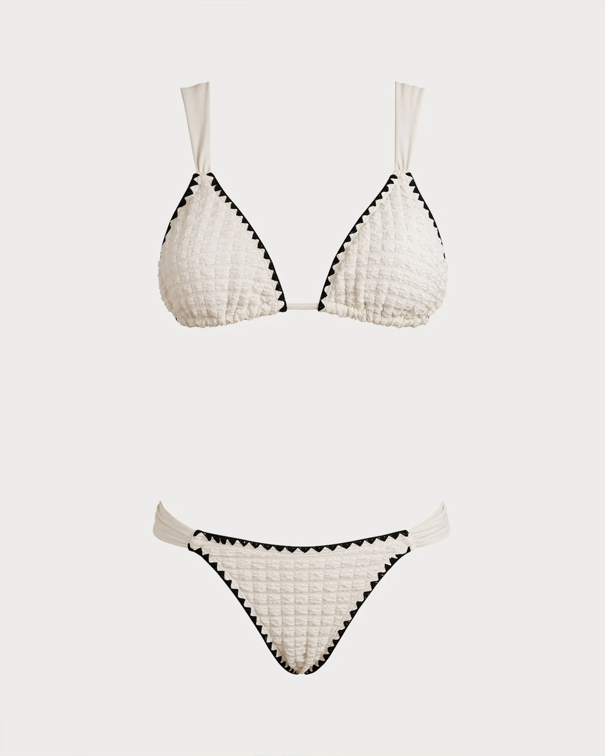 White Contrasting Triangle Bikini Set - Image 5