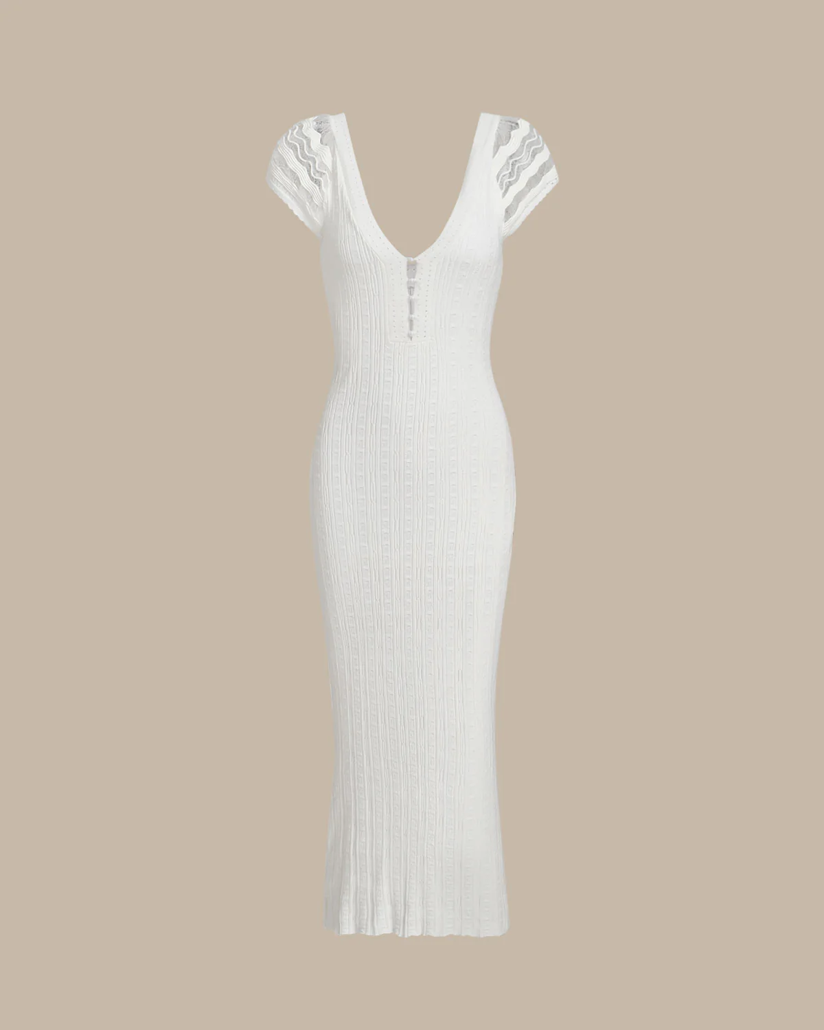 White Crochet Bodycon Sweater Dress - Image 6