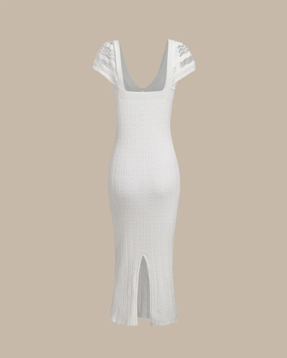 White Crochet Bodycon Sweater Dress - Image 7