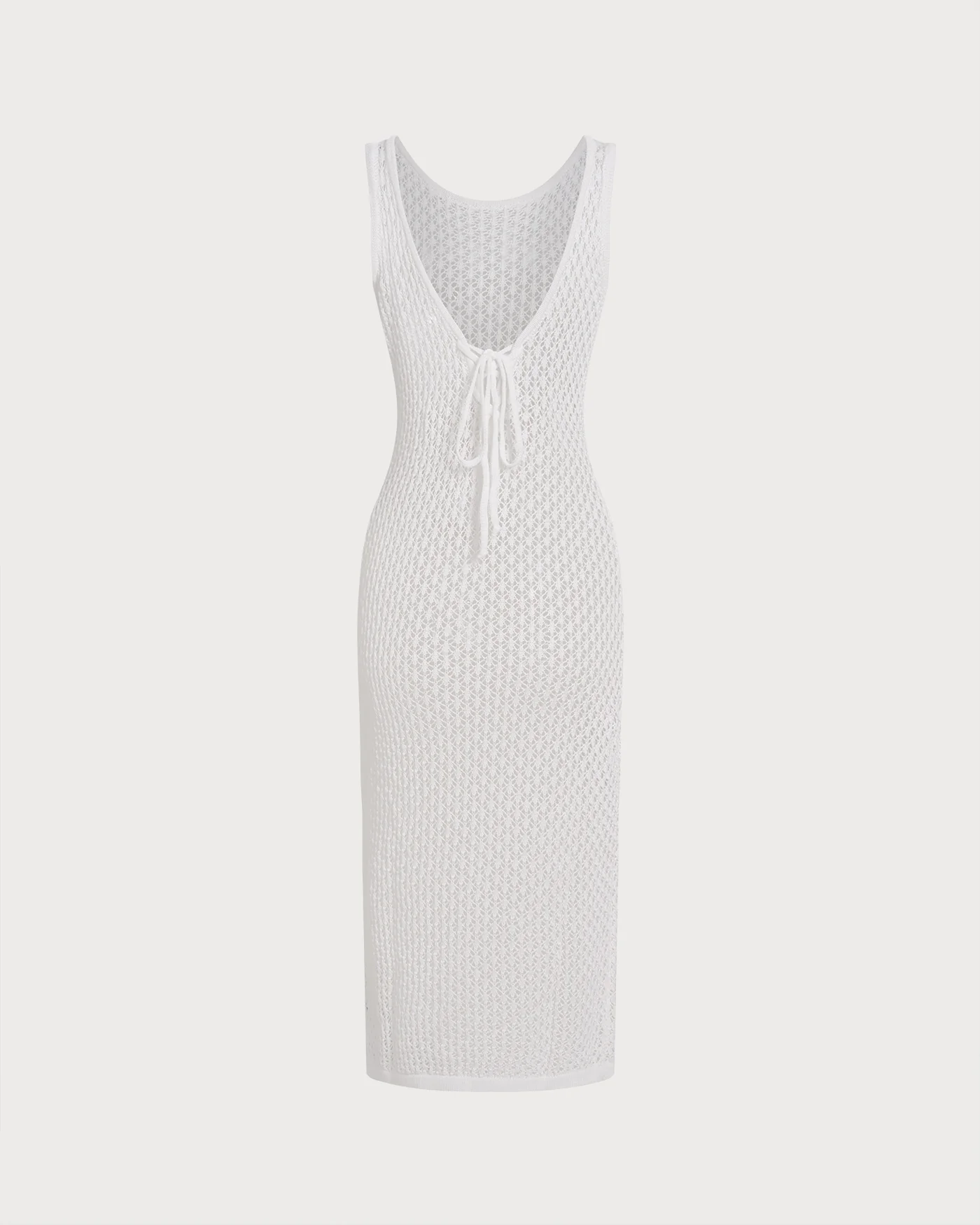 White Crochet Drawstring Swimsuit Cover-Up - Image 7