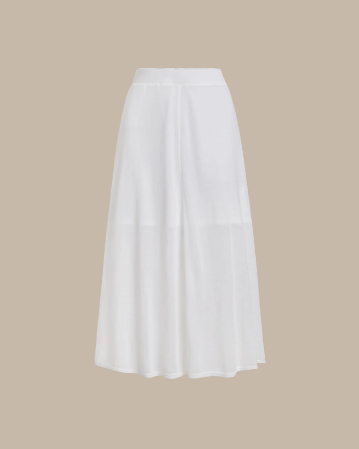 White Elastic Waist Straight Midi Skirt - Image 5