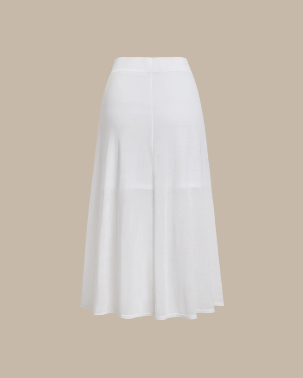 White Elastic Waist Straight Midi Skirt - Image 6