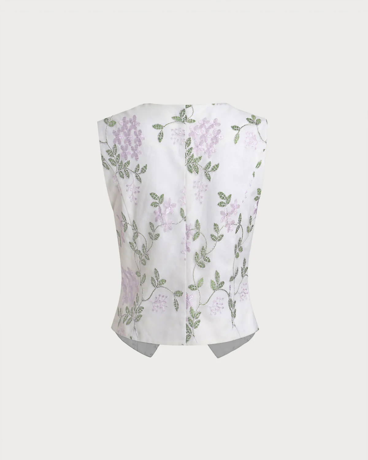 White Embroidery V Neck Button Vest - Image 6
