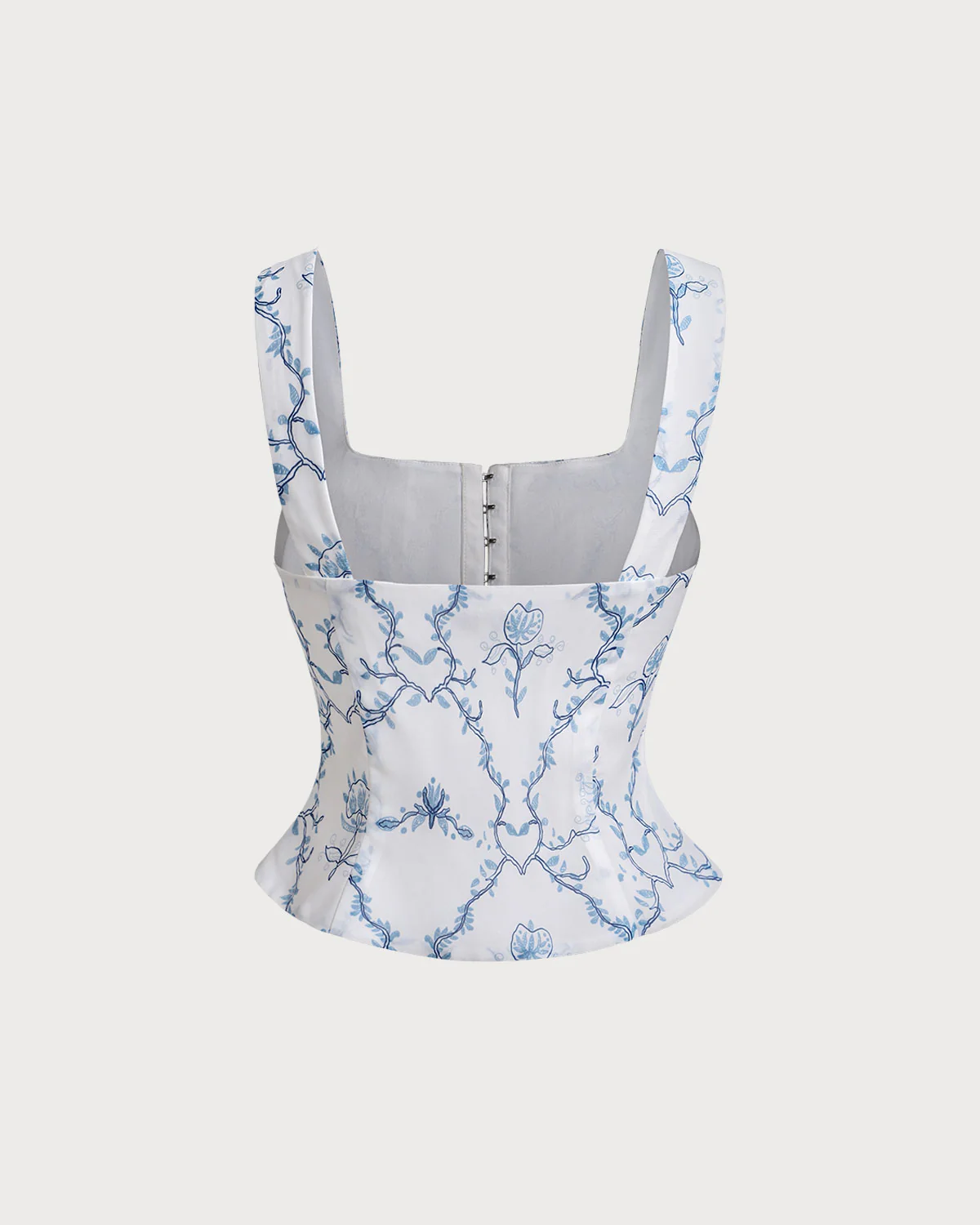 White Floral Ruched Tank Top - Image 7
