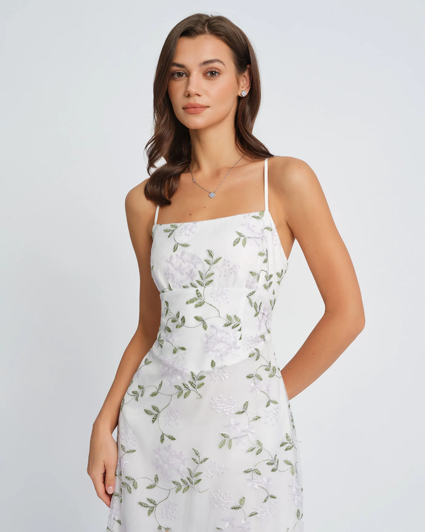 White Floral Slip Maxi Dress - Image 3
