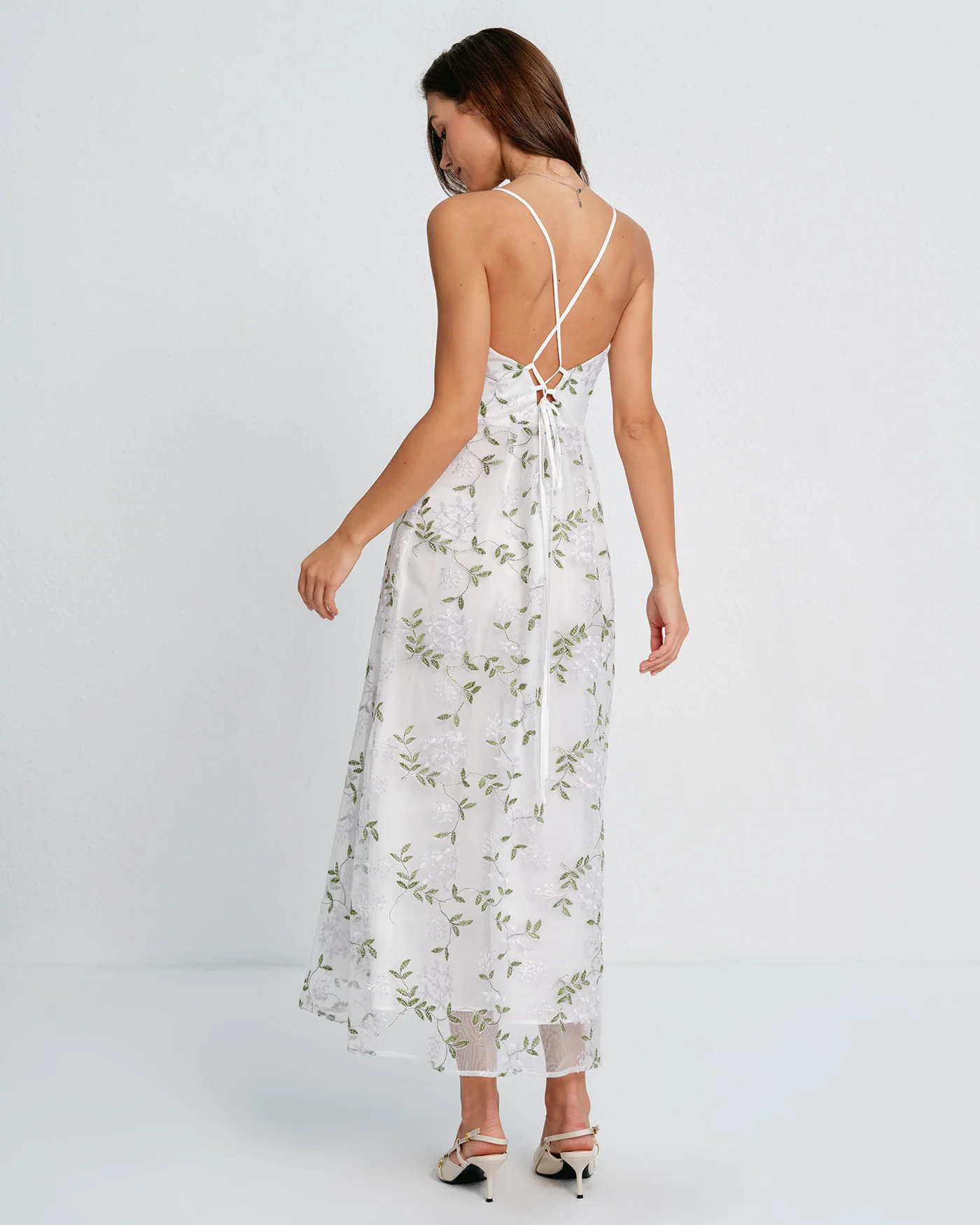 White Floral Slip Maxi Dress - Image 4