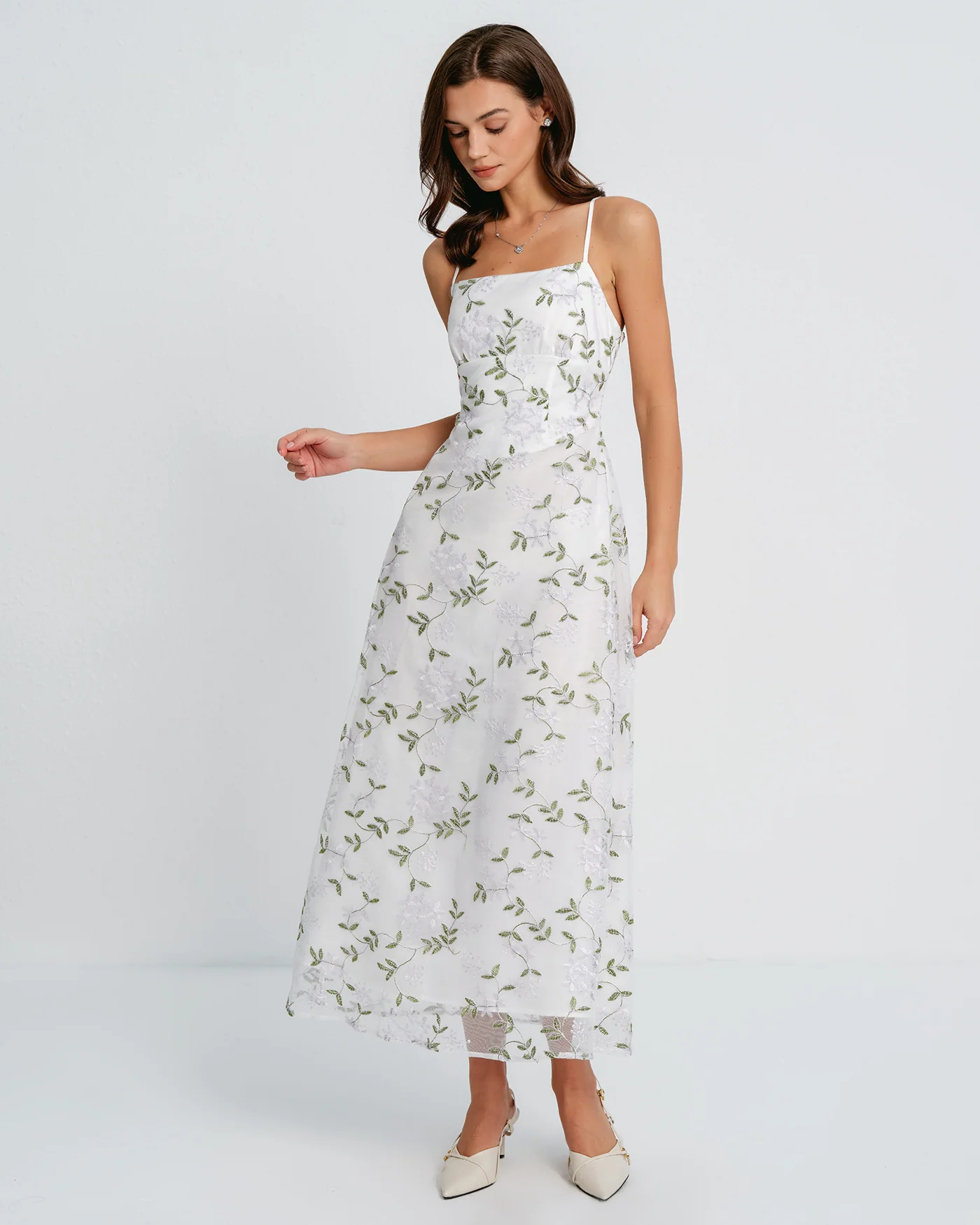 White Floral Slip Maxi Dress - Image 5