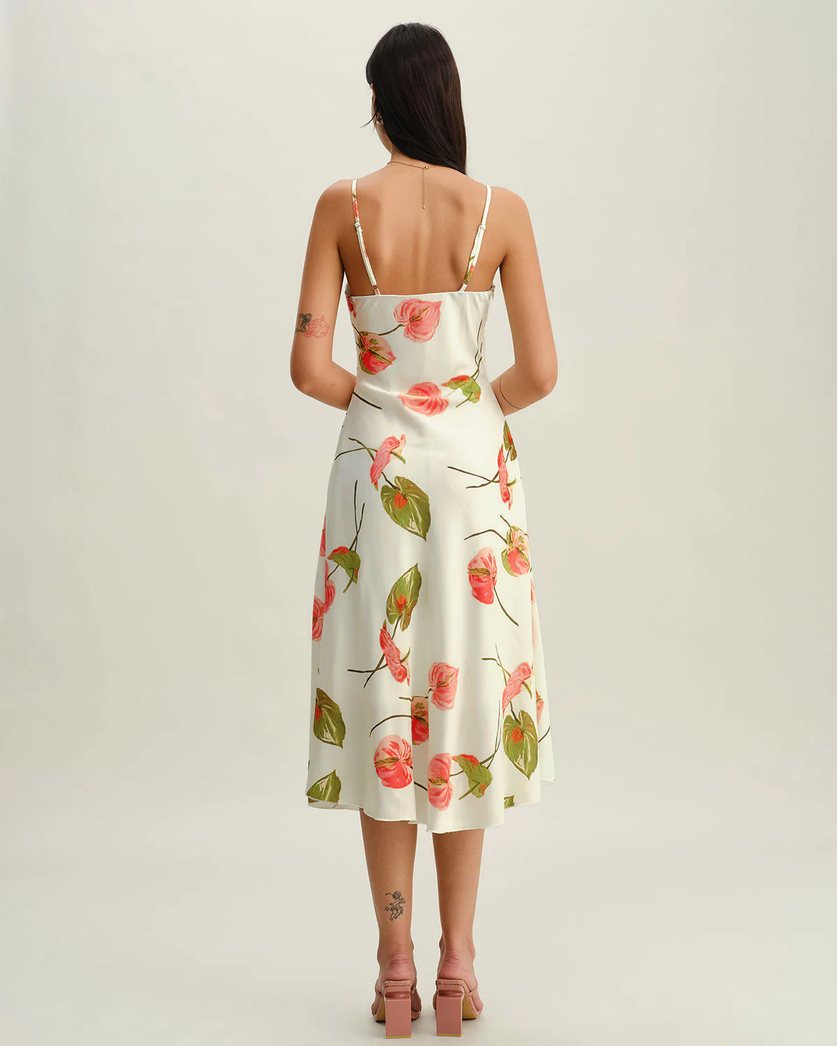 White Floral Slip Midi Dress - Image 5