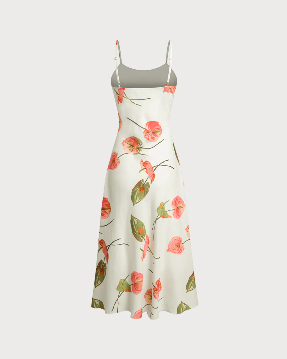White Floral Slip Midi Dress - Image 7