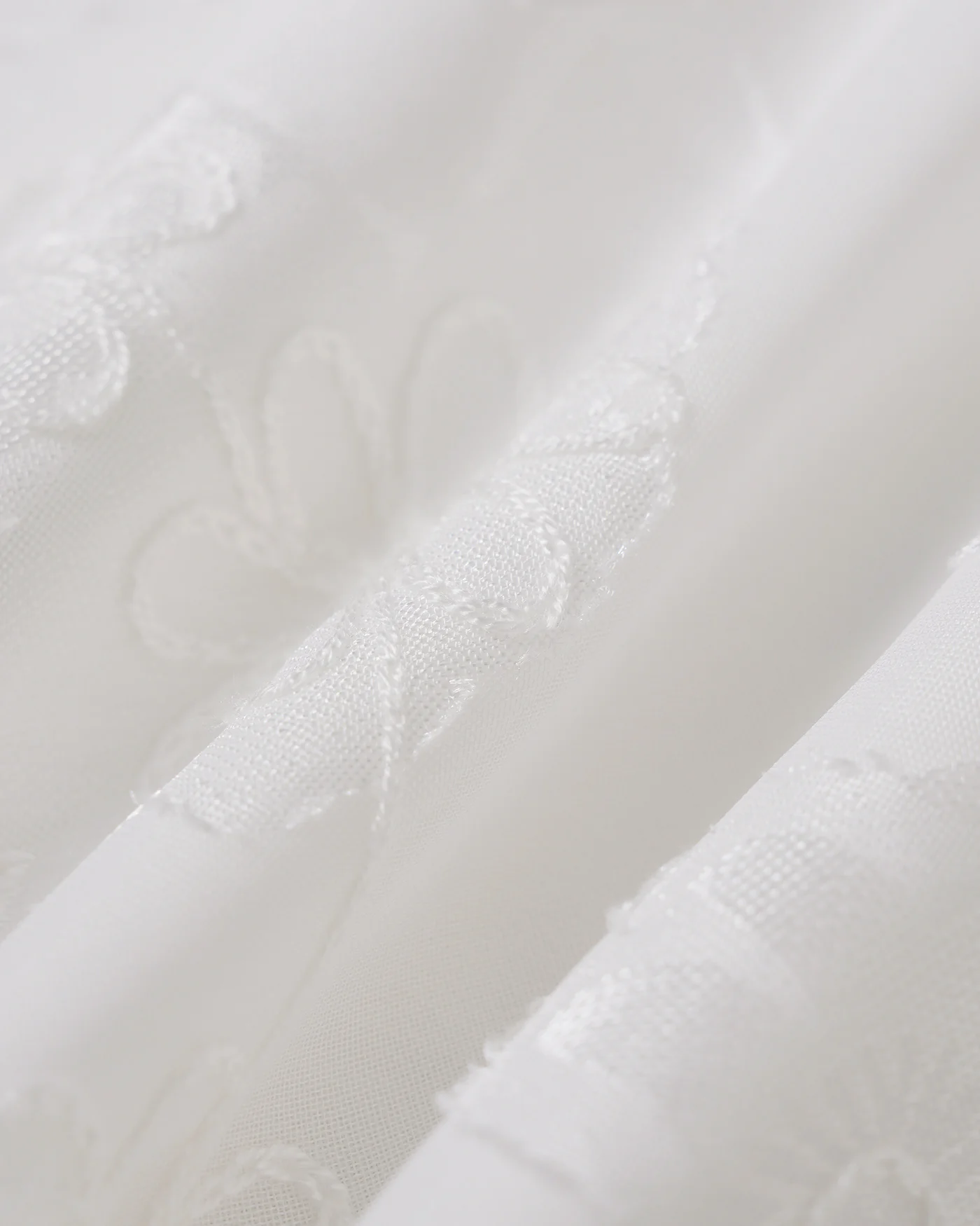 White Floral Textured Elastic Waist Pants - Image 4