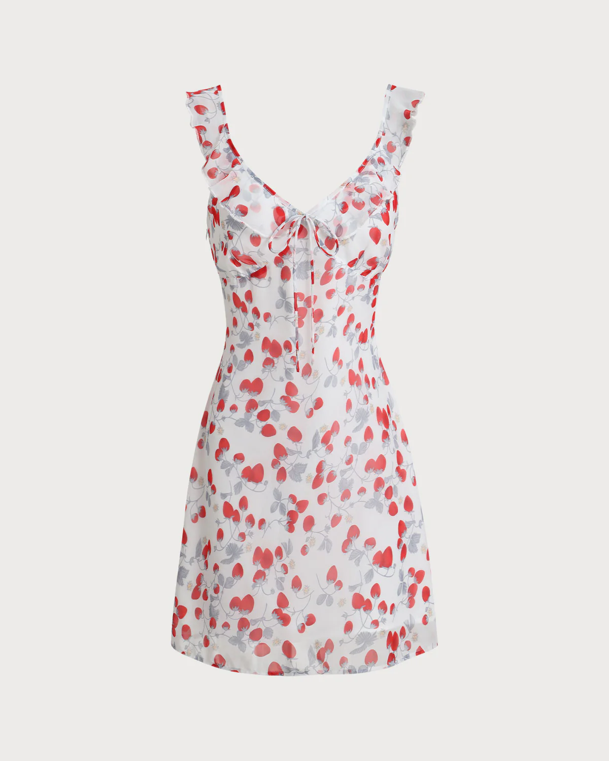 White Floral V Neck Ruffle Mini Dress - Image 6