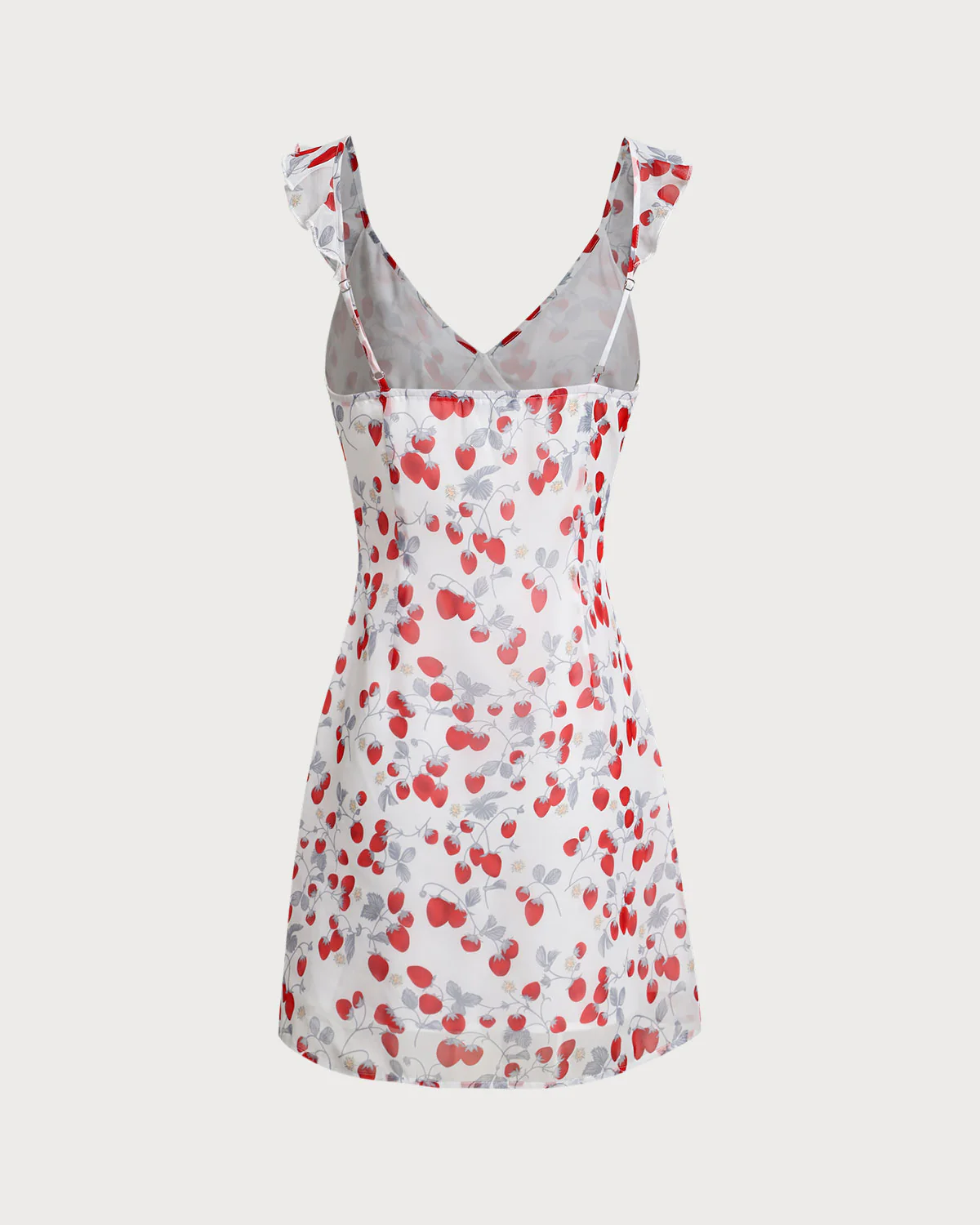 White Floral V Neck Ruffle Mini Dress - Image 7