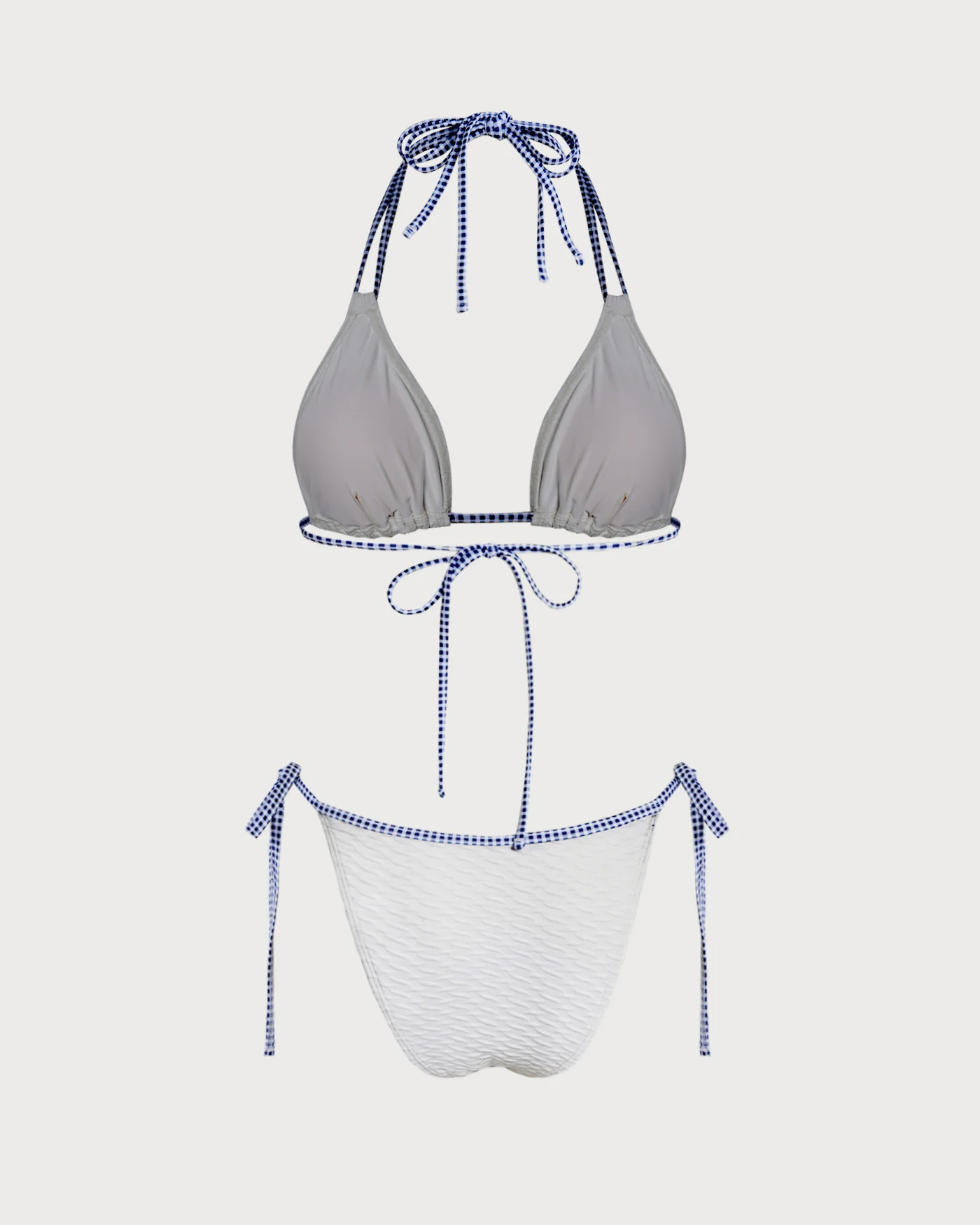 White Halter Contrasting Triangle Bikini Set - Image 11
