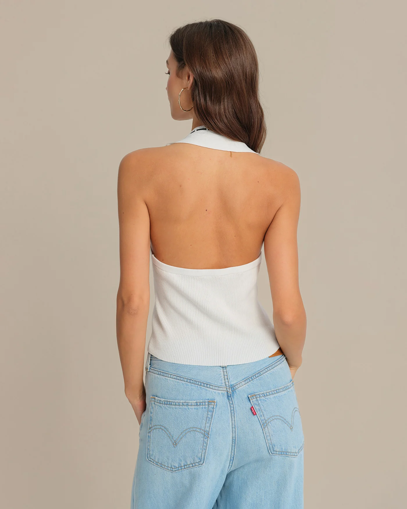White Halter Drawstring Vest - Image 8