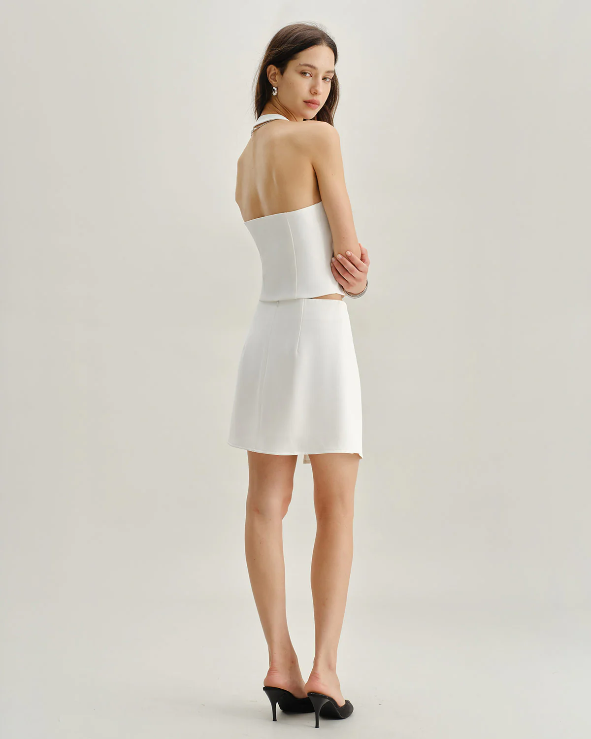 White Irregular Mini Skirt - Image 4