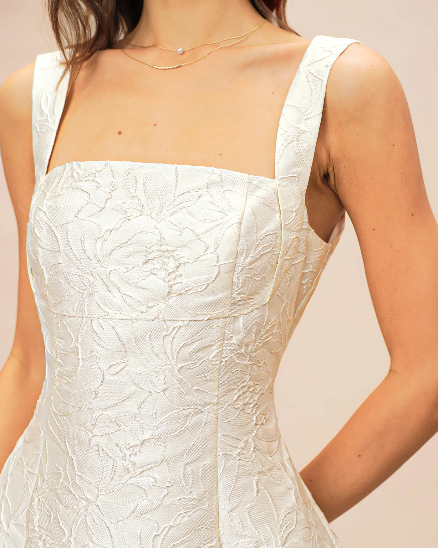 White Jacquard Mini Dress - Image 2