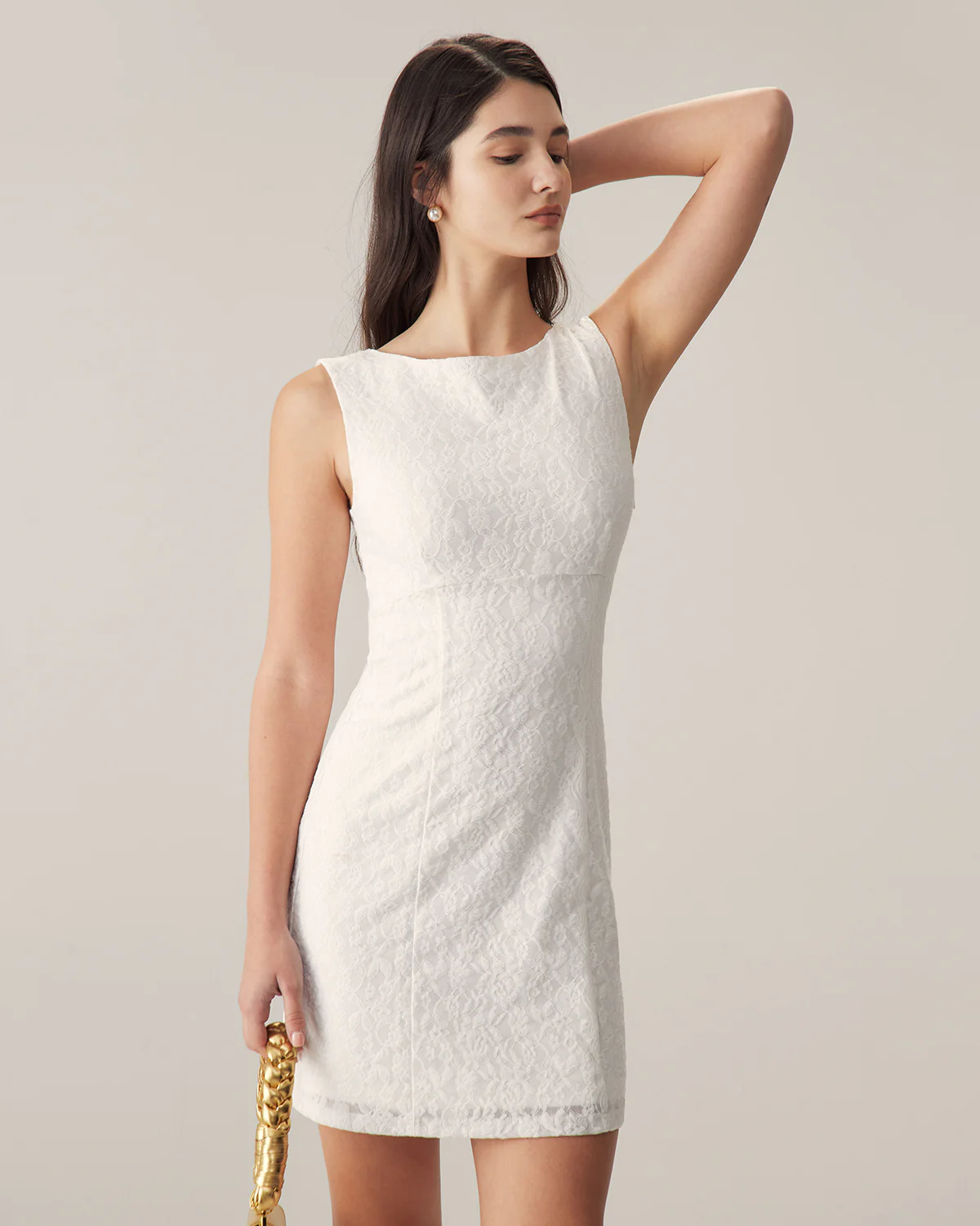 White Lace Backless Mini Dress - Image 4