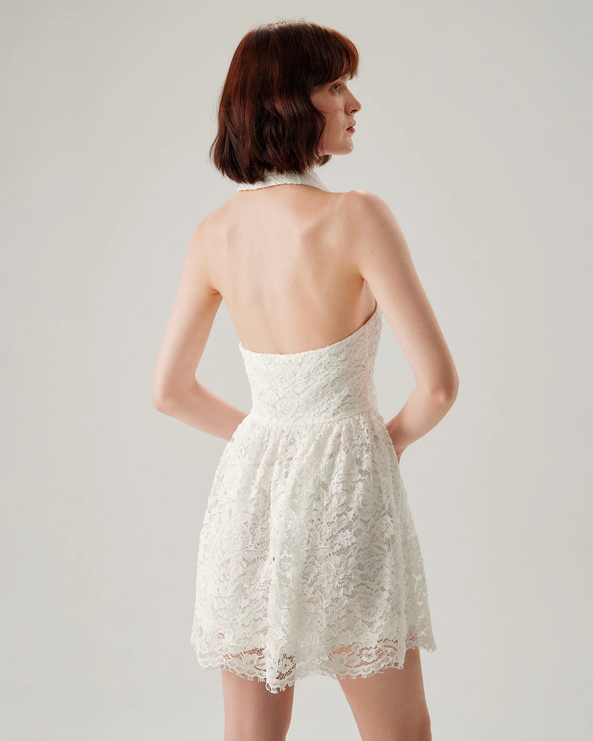 White Lace Collared Sleeveless Mini Dress - Image 5
