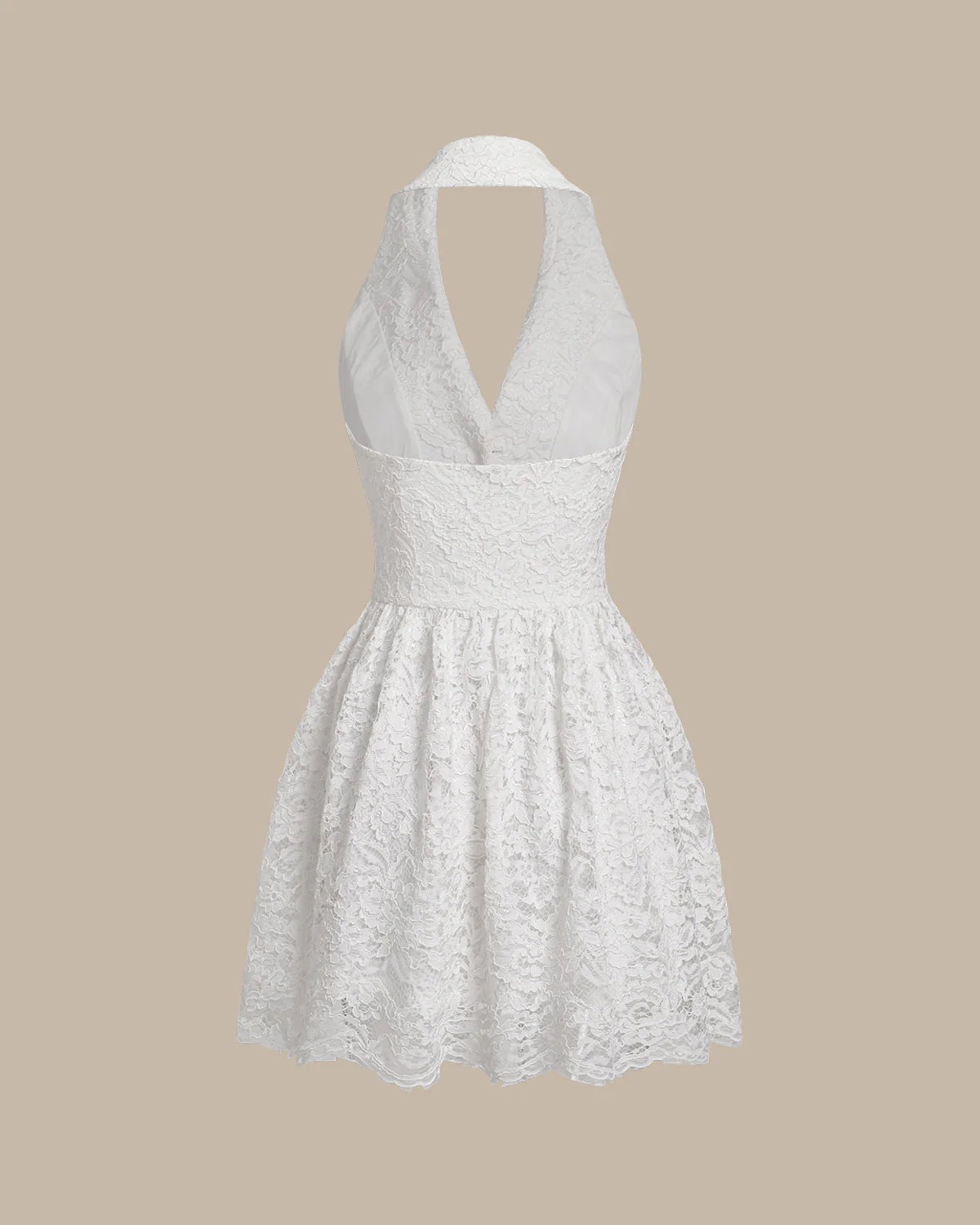 White Lace Collared Sleeveless Mini Dress - Image 7