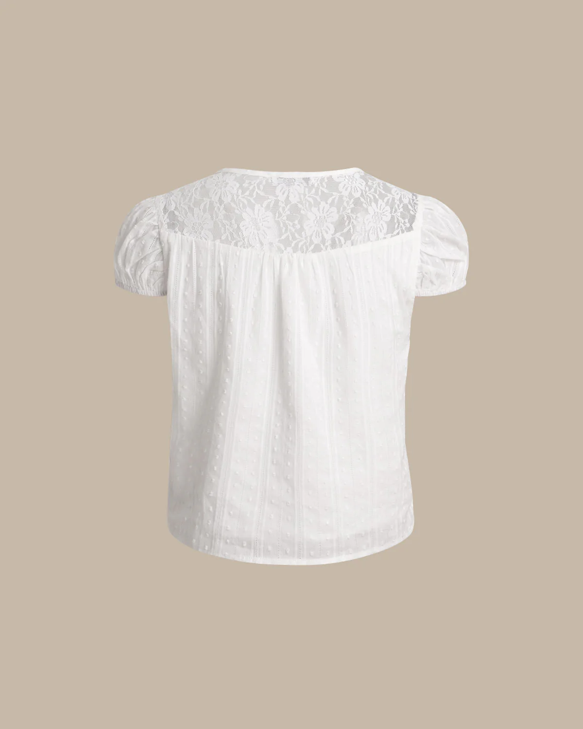 White Lace Puffed Sleeve Tee - Image 7