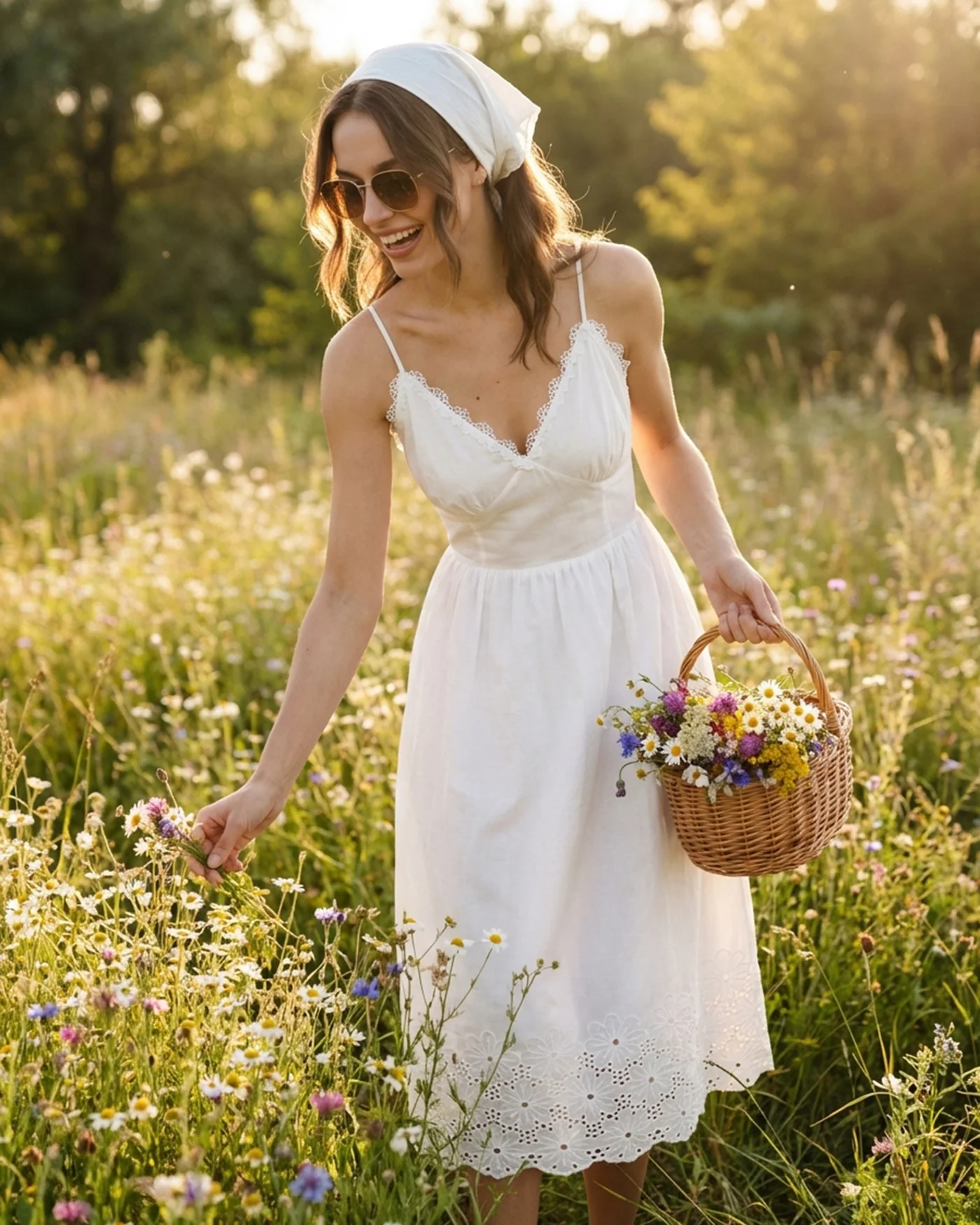 White Lace X Cross Slip Midi Dress - Image 3