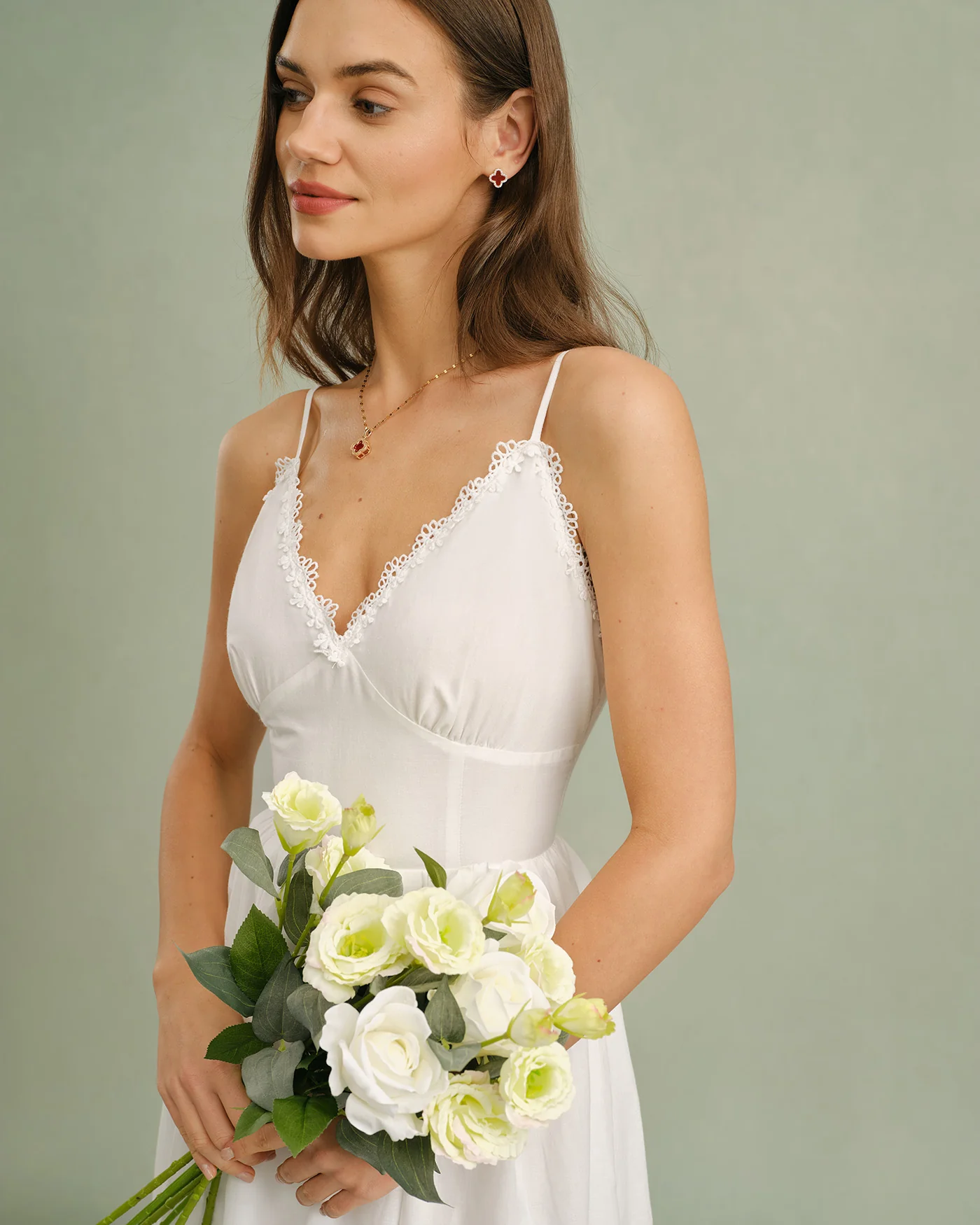 White Lace X Cross Slip Midi Dress - Image 6