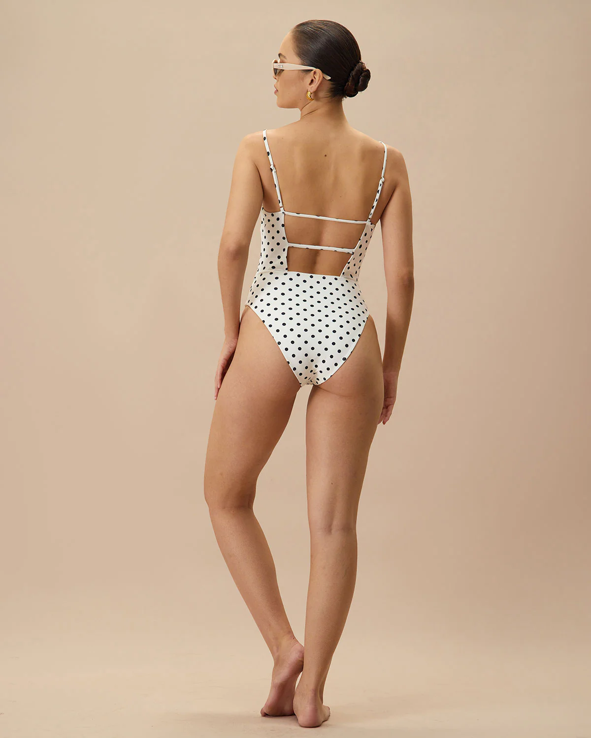 White Polka Dot Backless One Piece Swimwear - Image 7