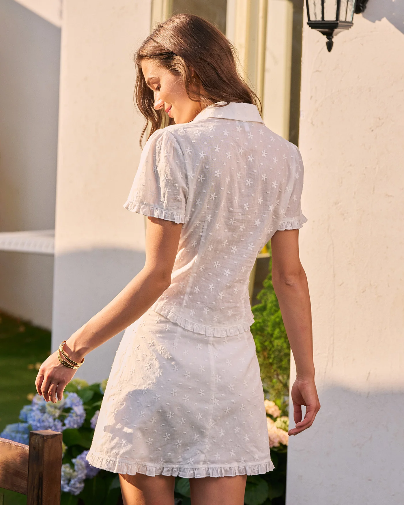 White Ruffle A-Line Mini Skirt - Image 6
