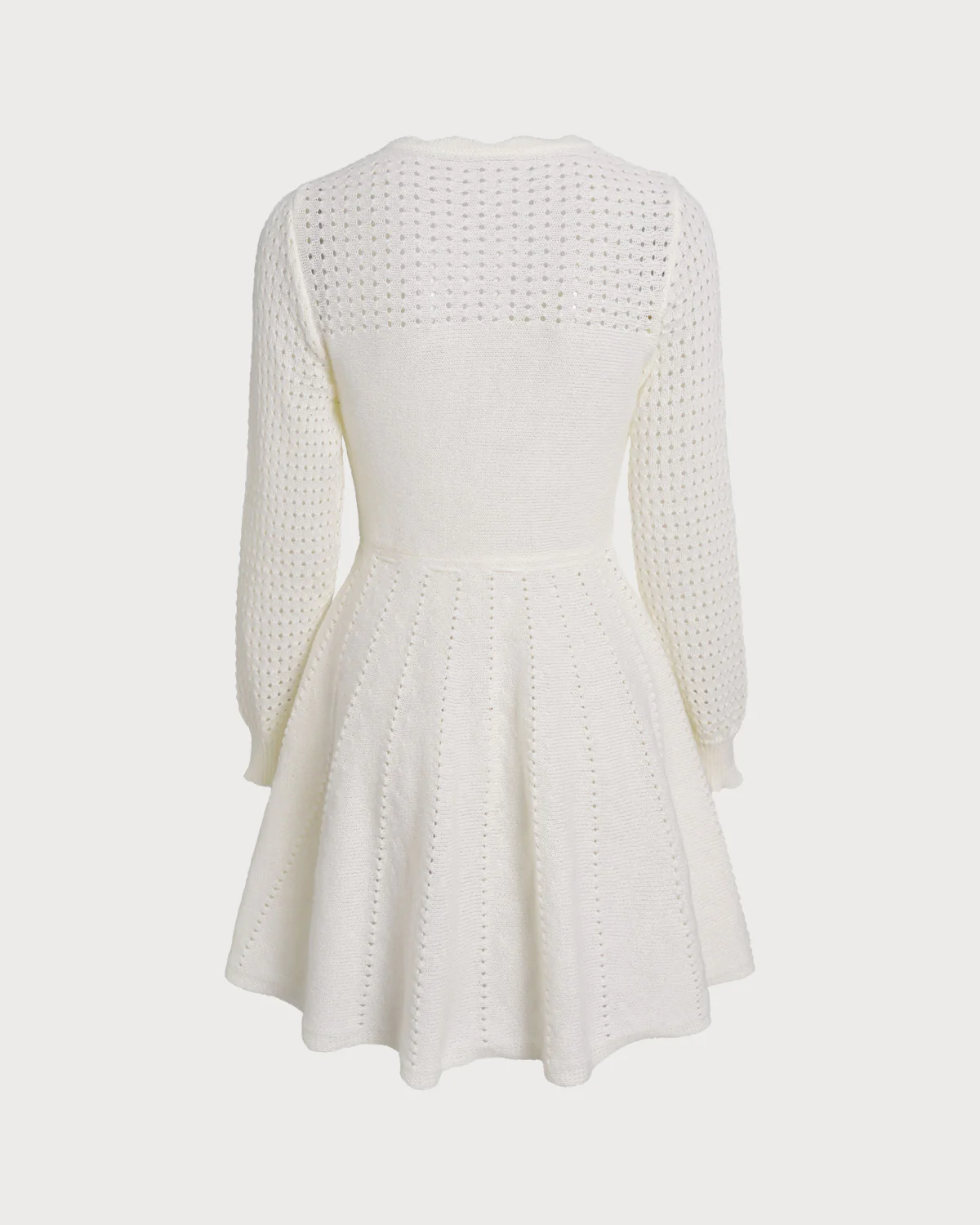 White Scalloped A-Line Sweater Dress - Image 5