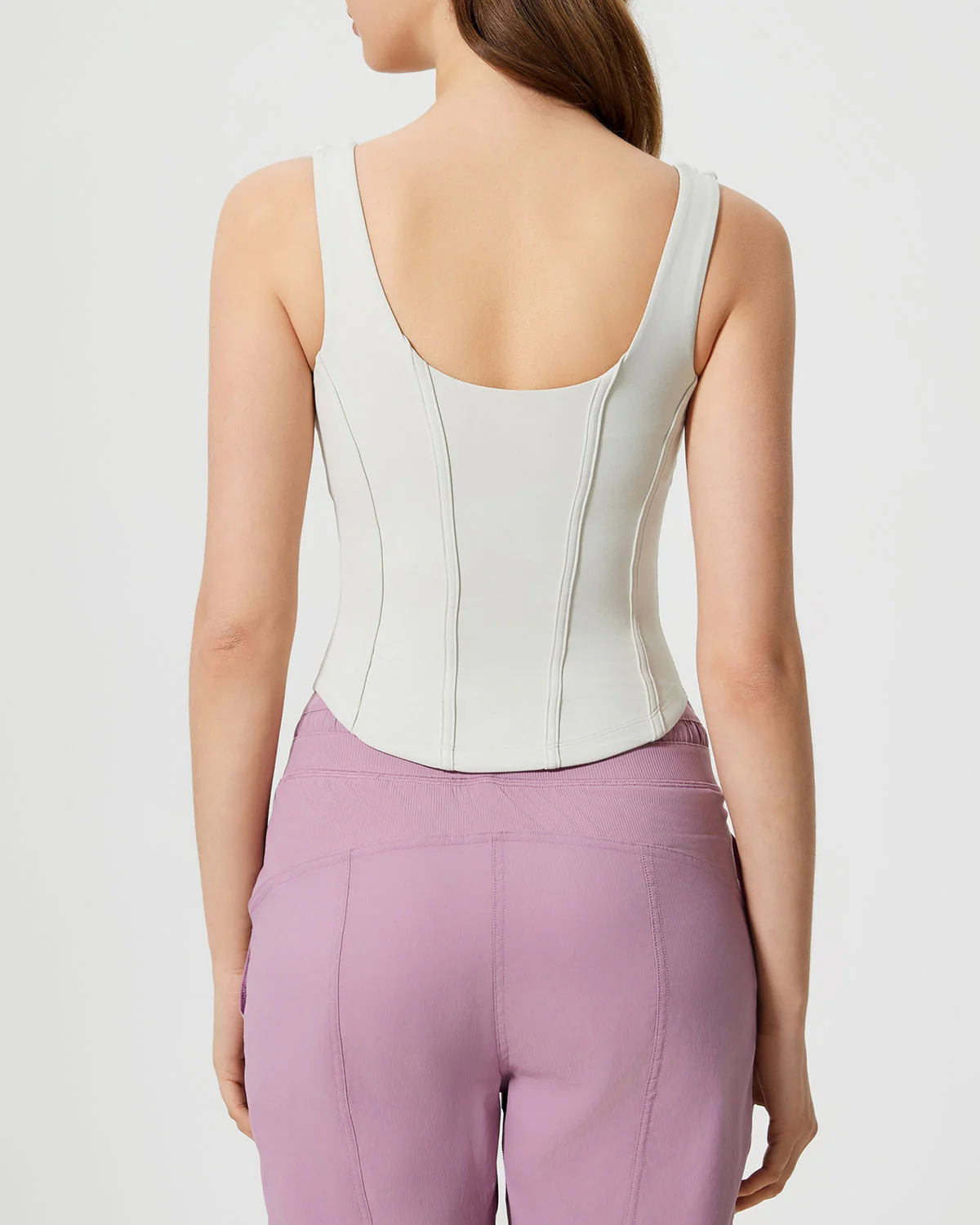 White Scoop Neck Yoga Tank Top - Image 3