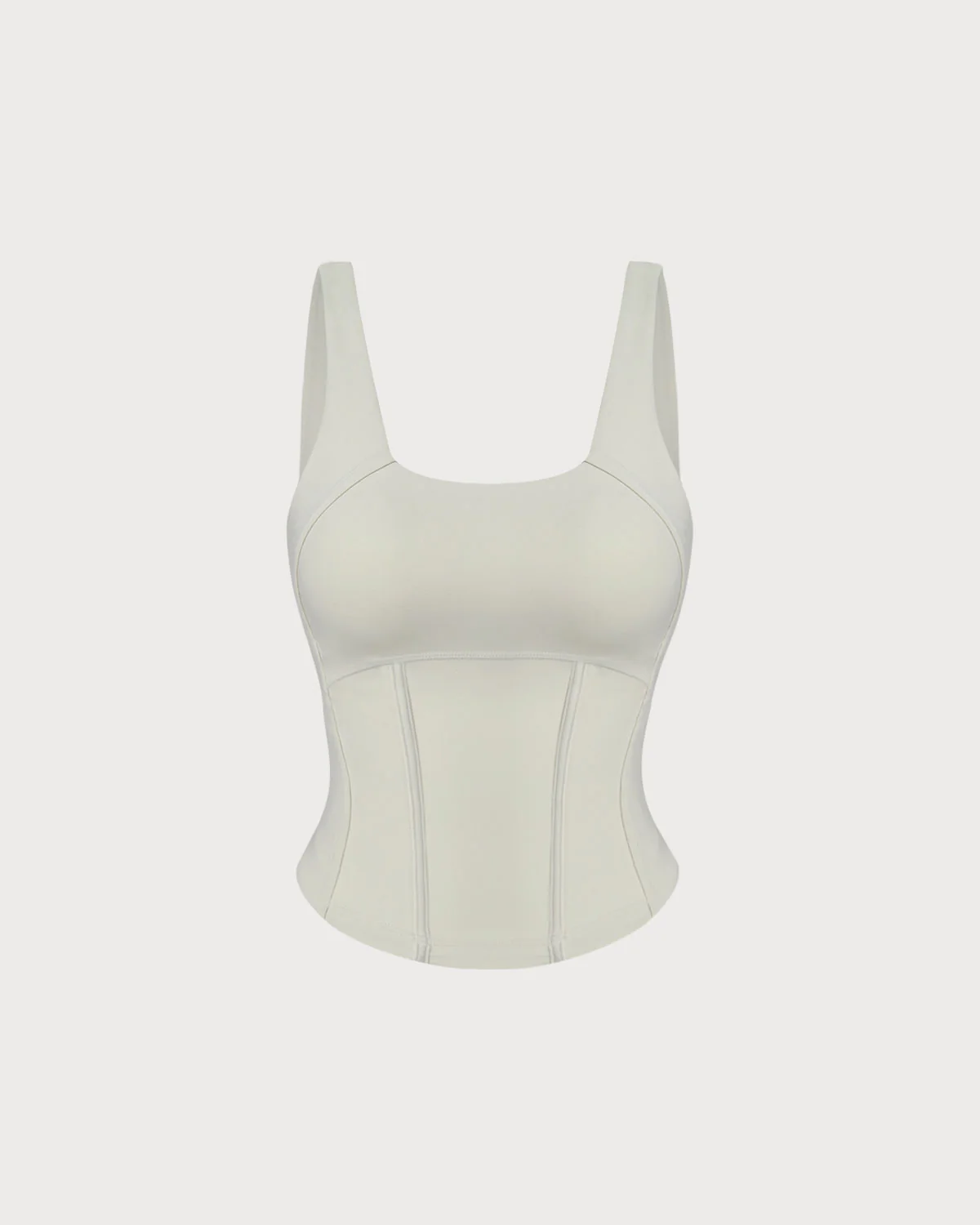 White Scoop Neck Yoga Tank Top - Image 4