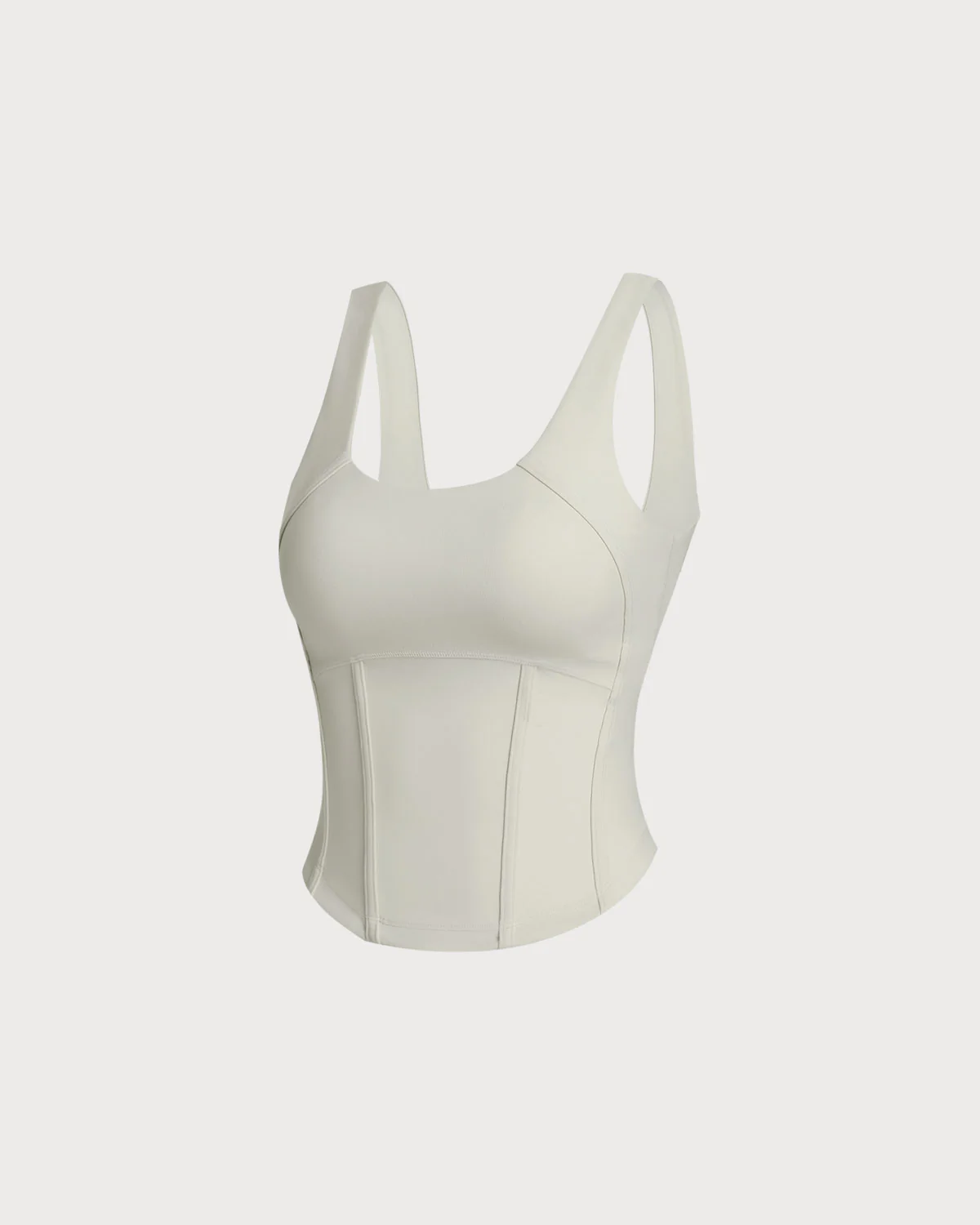 White Scoop Neck Yoga Tank Top - Image 5