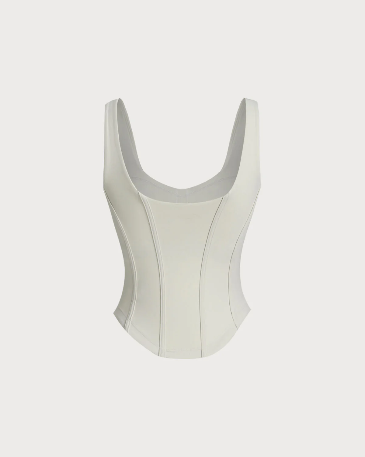 White Scoop Neck Yoga Tank Top - Image 6