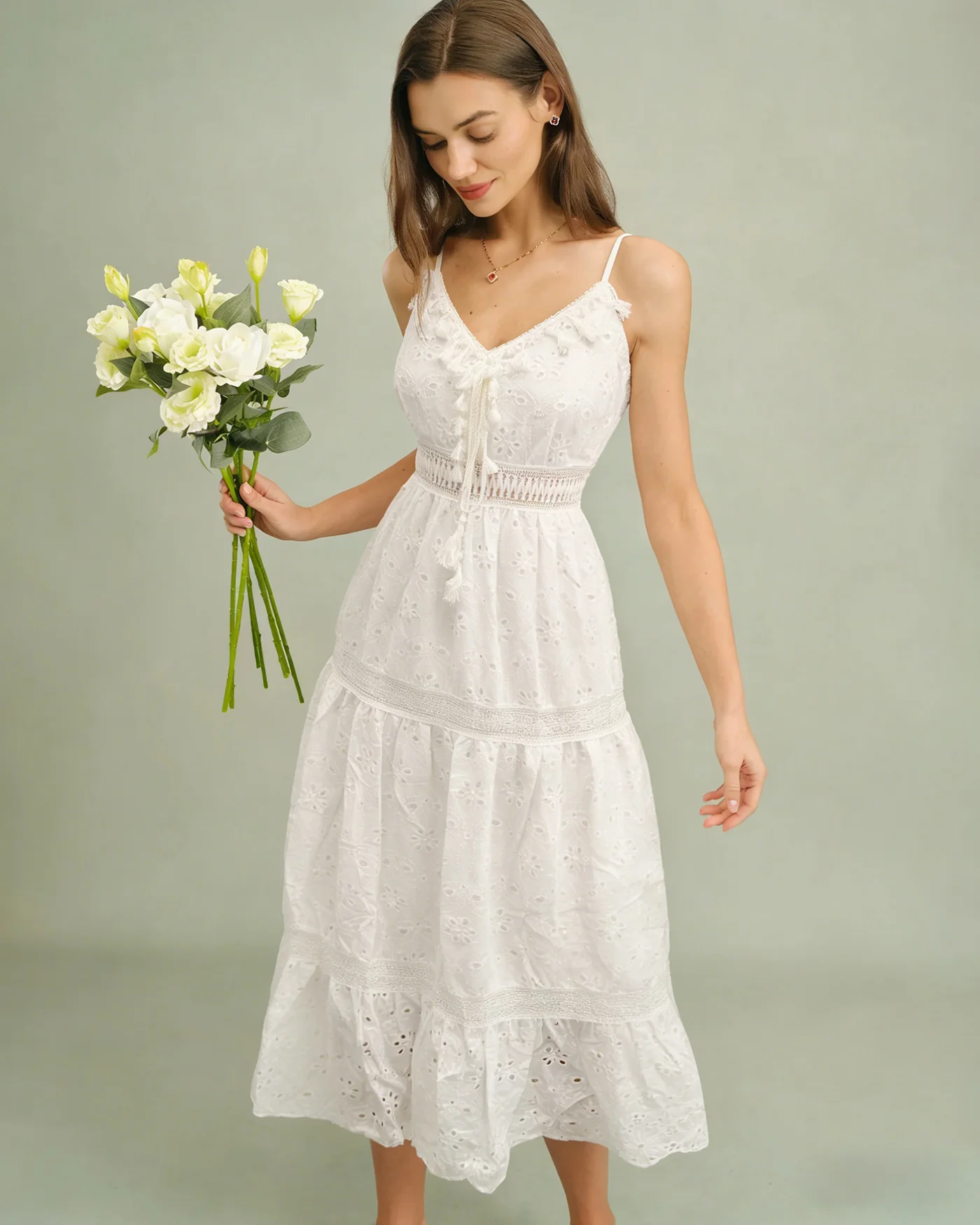 White Shirred Slip Maxi Dress - Image 2
