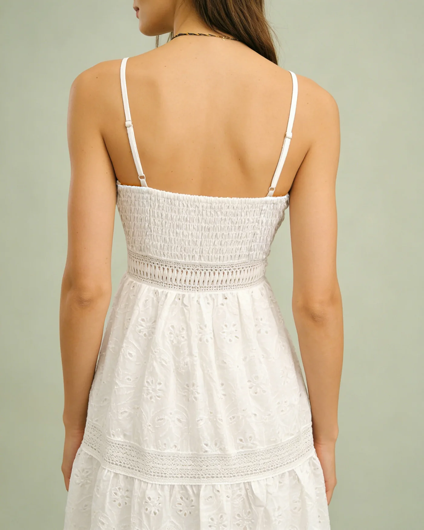 White Shirred Slip Maxi Dress - Image 3