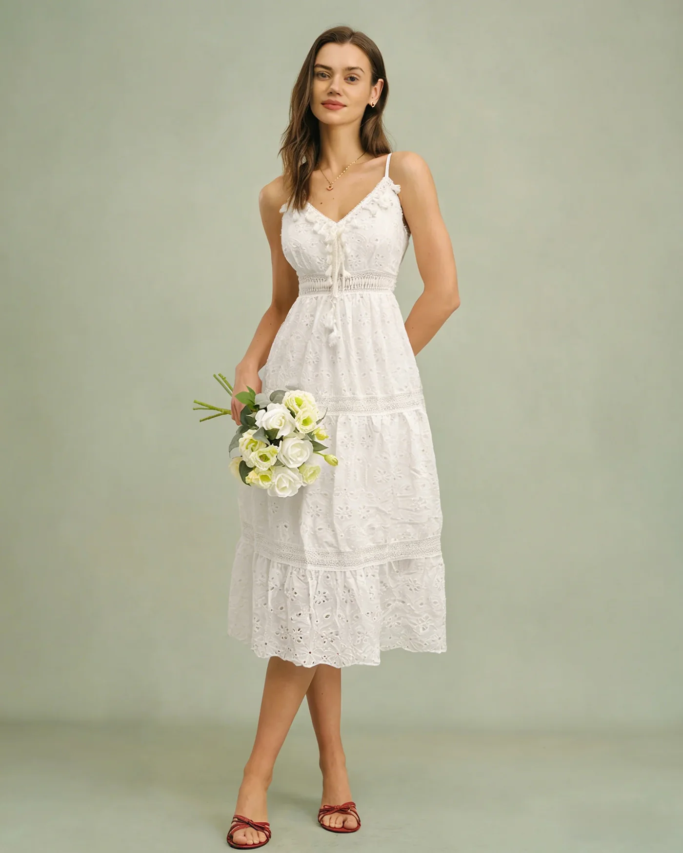 White Shirred Slip Maxi Dress - Image 4