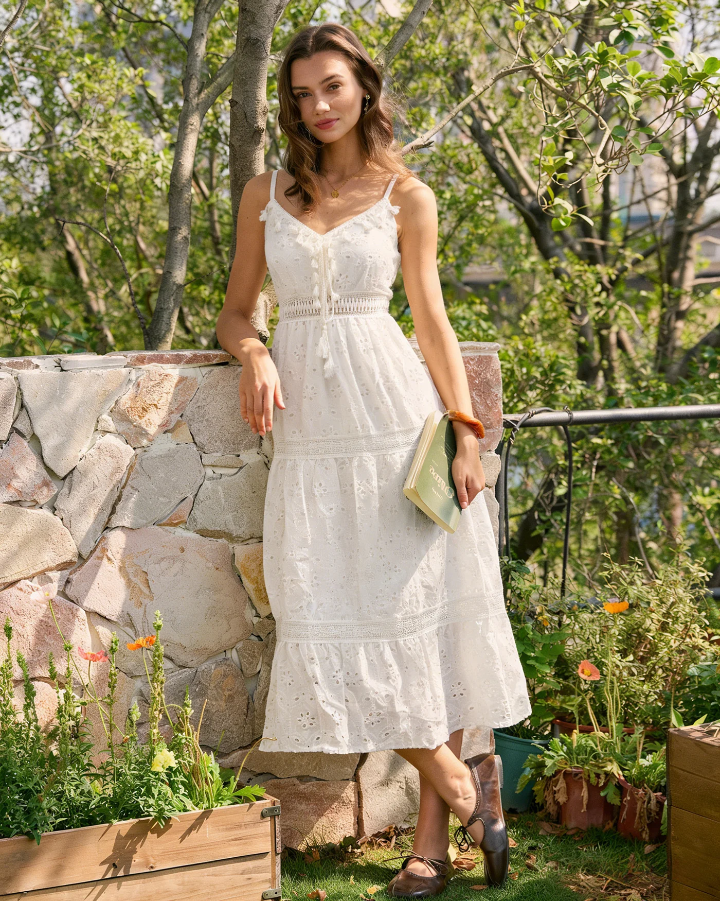 White Shirred Slip Maxi Dress - Image 5