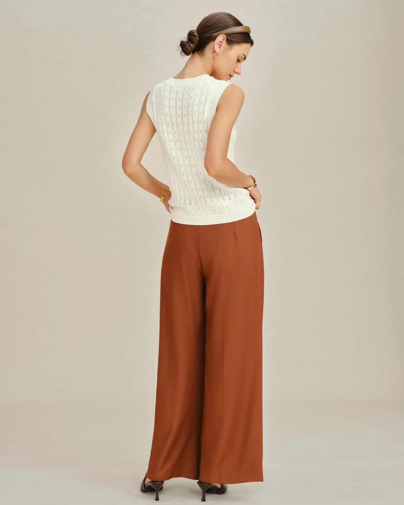 White Single Breasted Knit Cardigan - Image 6