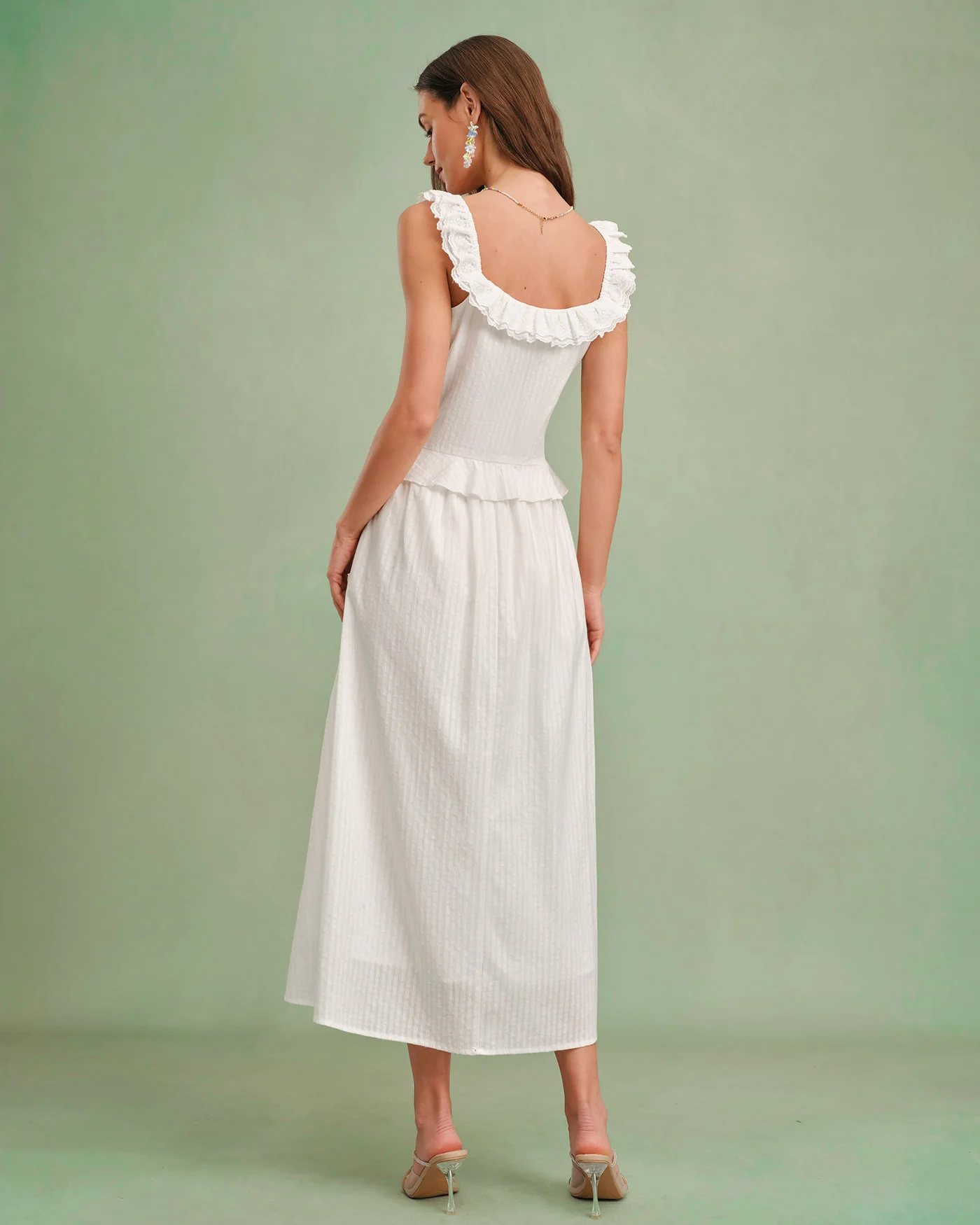 White Solid A-Line Midi Skirt - Image 6