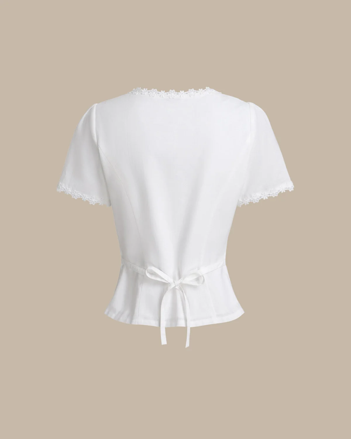White Square Neck Button Lace Blouse - Image 7
