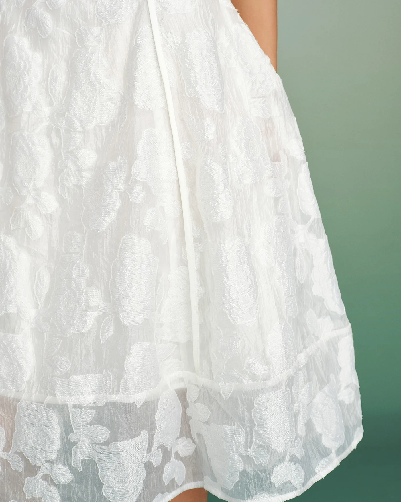 White Square Neck Jacquard Slip Midi Dress - Image 5