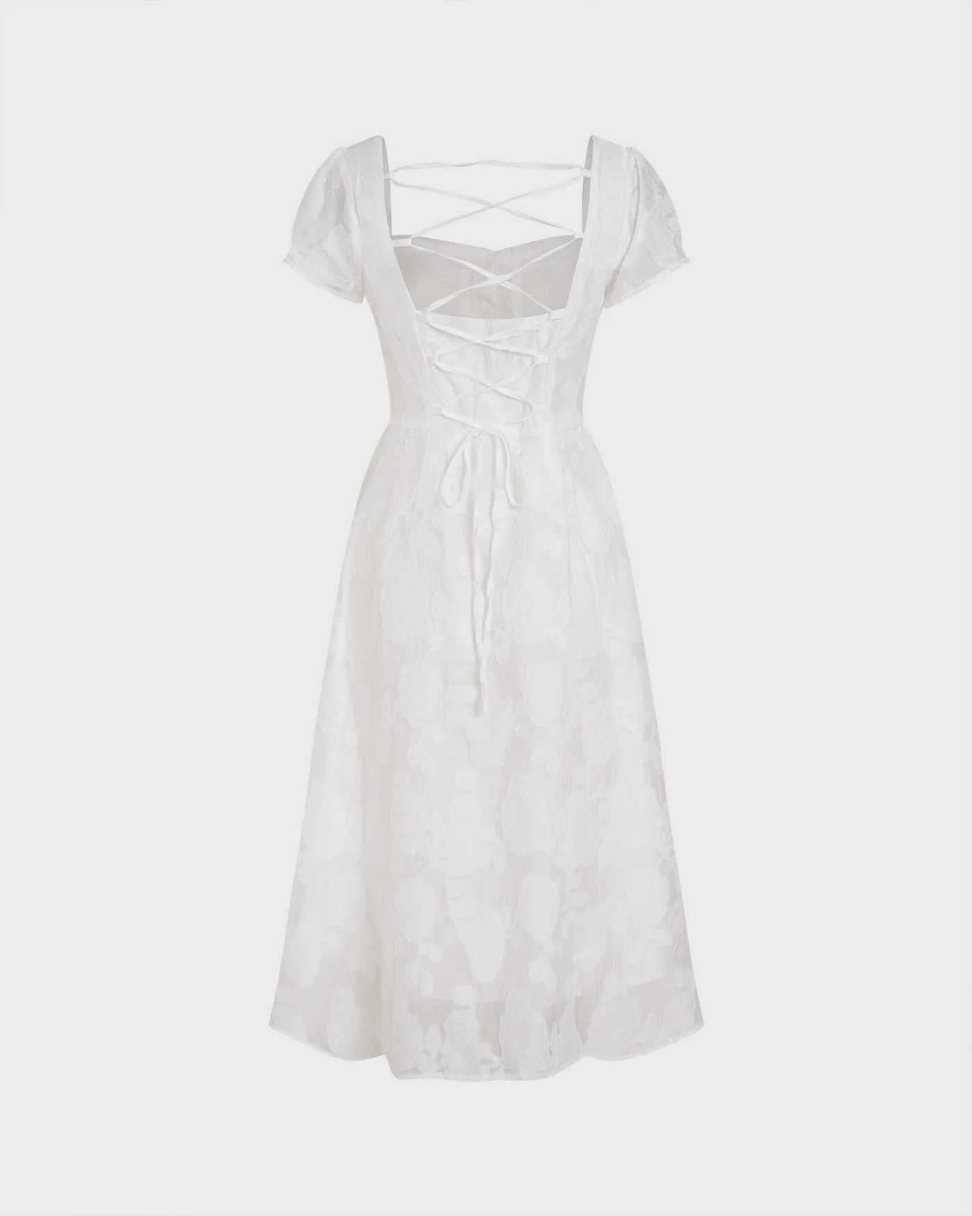 White Square Neck X Cross Midi Dress - Image 6
